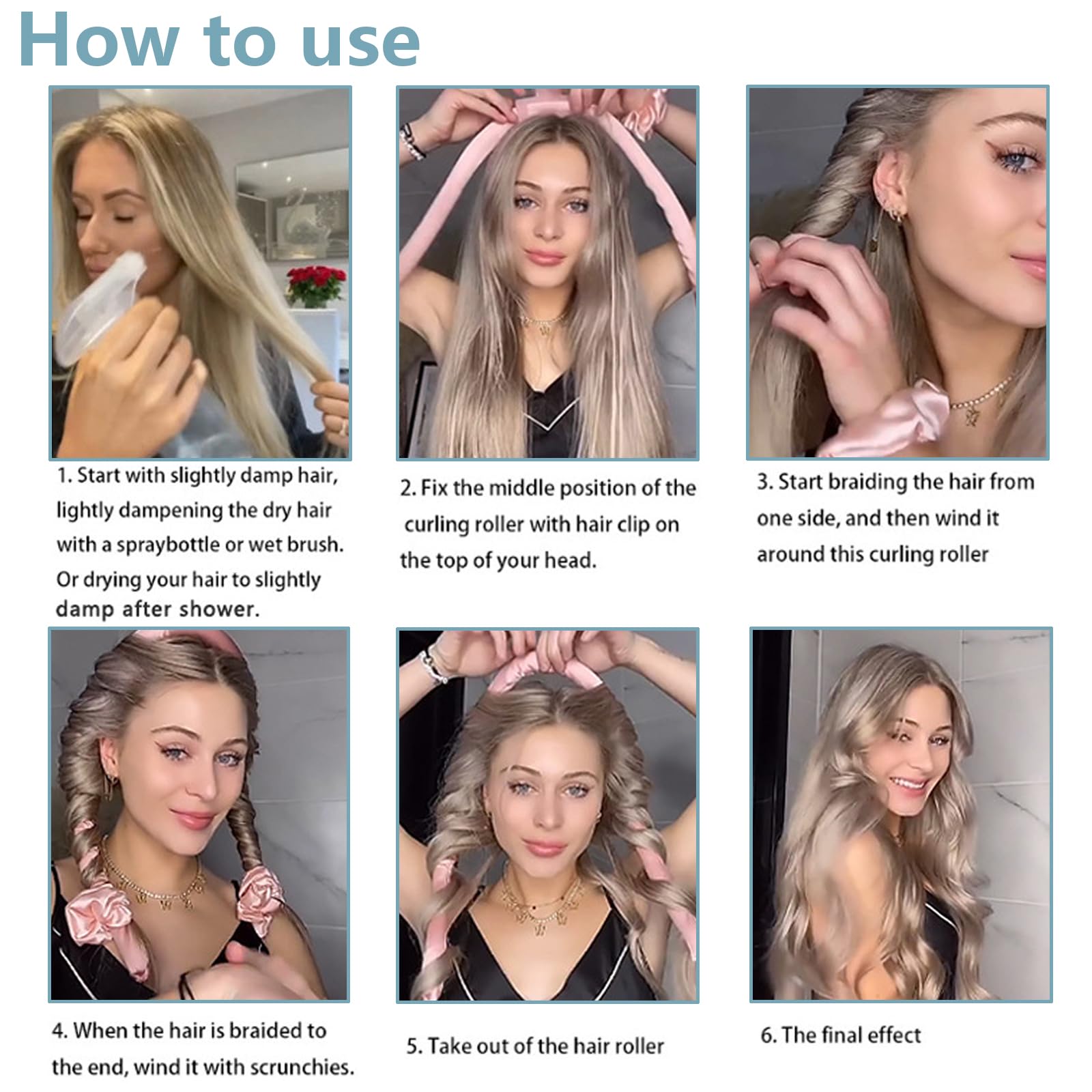 Rizador Pelo Sin Calor,palo de pelo rizado sin calor,Rizadores de Pelo Sin Calor Para Cabello Largo,Rizadores de Ondas Con Diadema Suave Para Dormir,adecuado para cabello medio y largo (Azul) — view 4