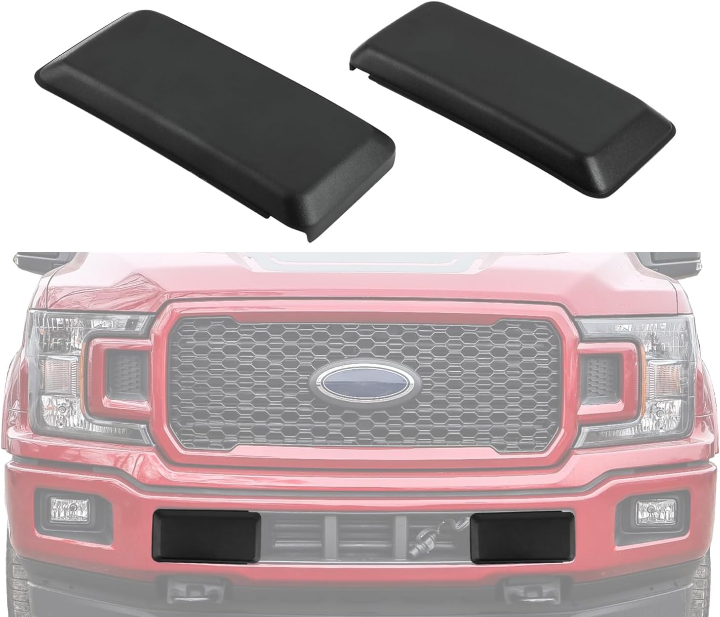 Replacement for Front Left Driver & Right Passenger Side Bumper Guard Pad Cap Inserts End Cover 2018-2020 Ford F150 F-150 JL3Z17E810AB
