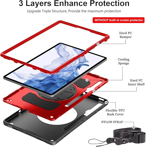 Vista 56 de Funda para Galaxy Tab S10 Ultra/S9 Ultra/S8 Ultra 14.6 INCH: Funda protectora de TPU para Samsung Tablet S9 Ultra/S8 Ultra 14.6" con soporte - Asa