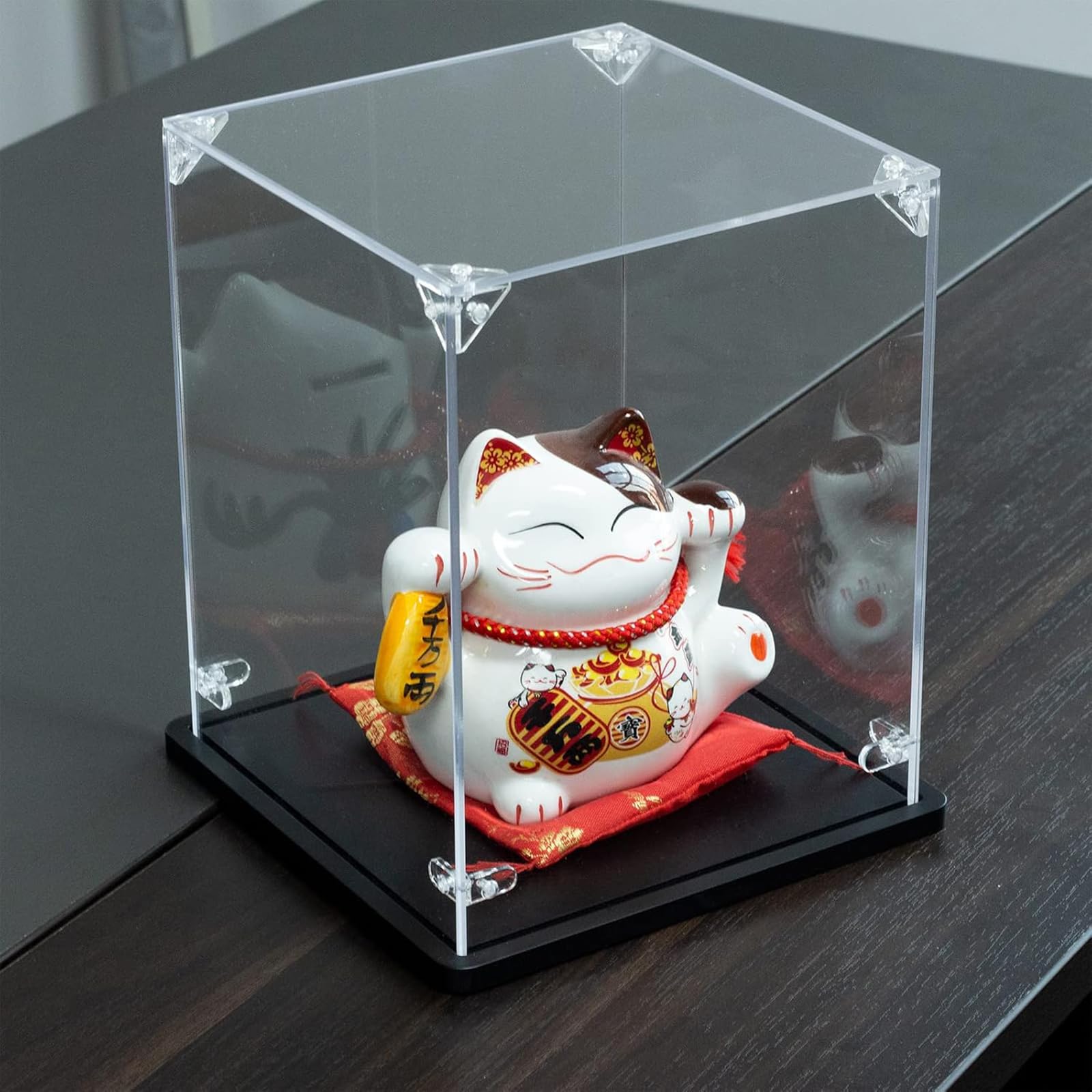 Scatola di presentazione acrilica compatibile per oggetti da collezione, giocattoli e figurine, scatola di presentazione trasparente anti polvere (modello non incluso) nero, 20 x 20 x 55 cm