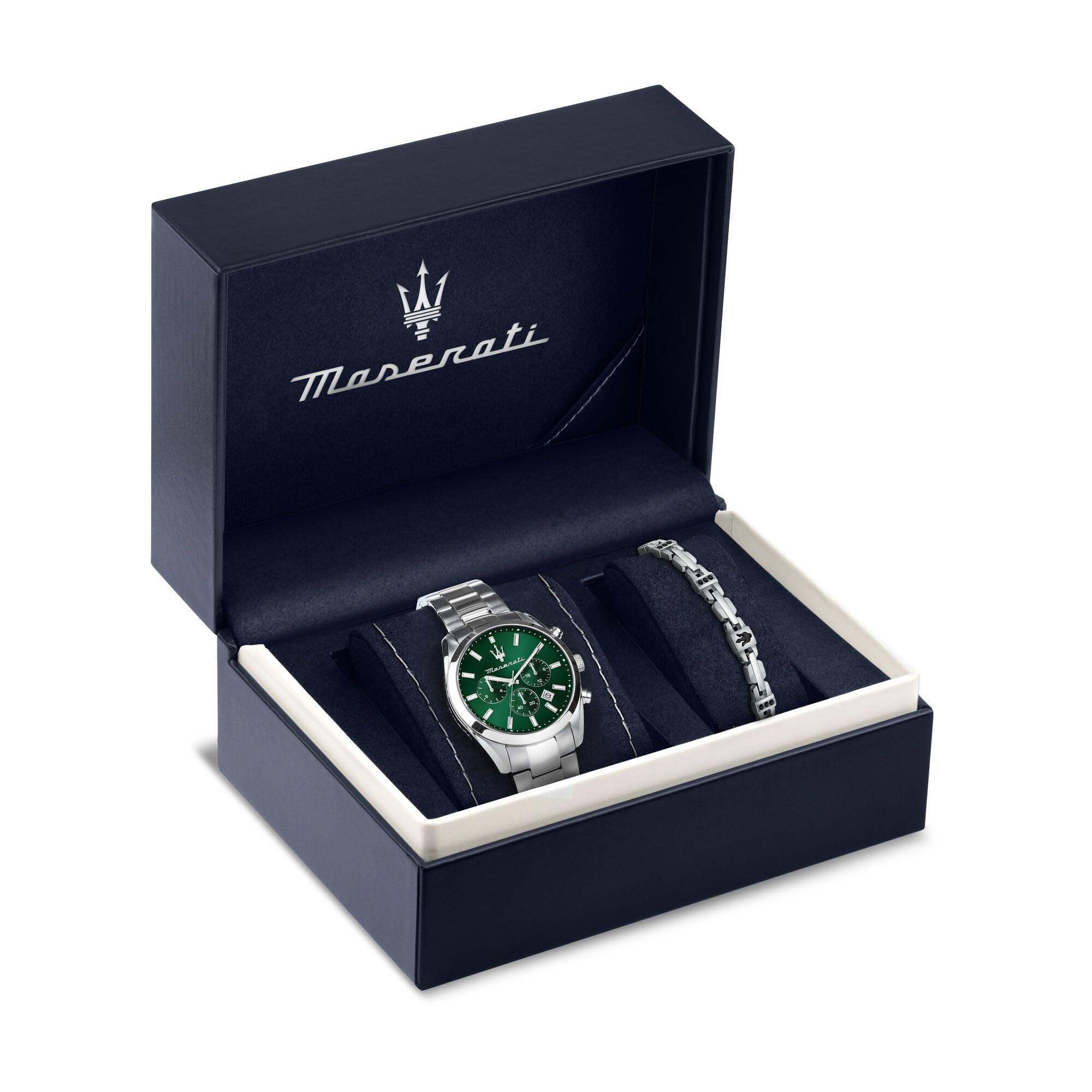 Maserati Orologio Uomo, Analogico, al Quarzo, Multifunzione, Cinturino in Acciaio, Collezione Attrazione, Special Pack - R8853151017