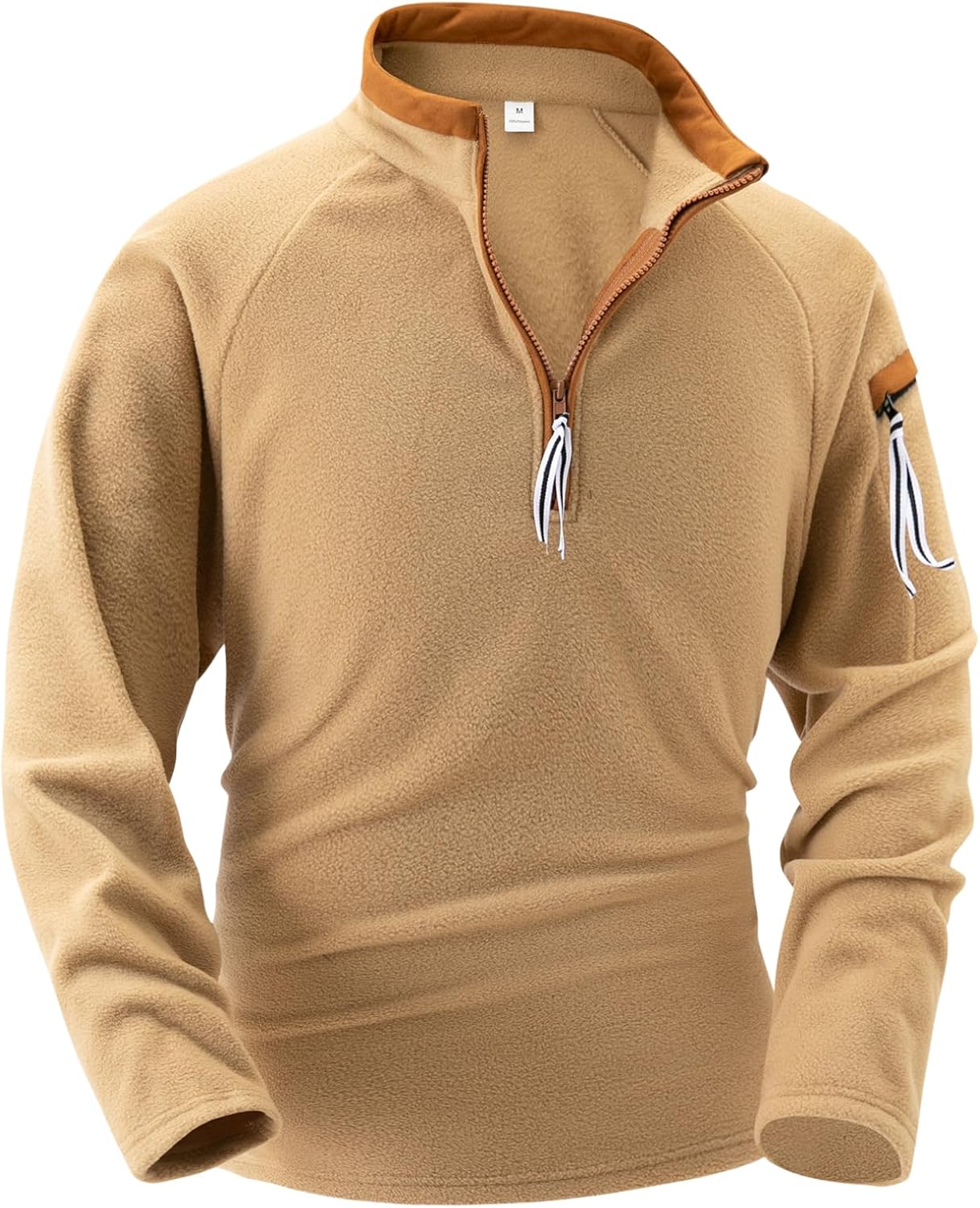 Mens Half Zip Stand Collar Warm Fleece Fall Sweatshirt Long Sleeve Solid Slim Fit Lightweight with Side Pockets