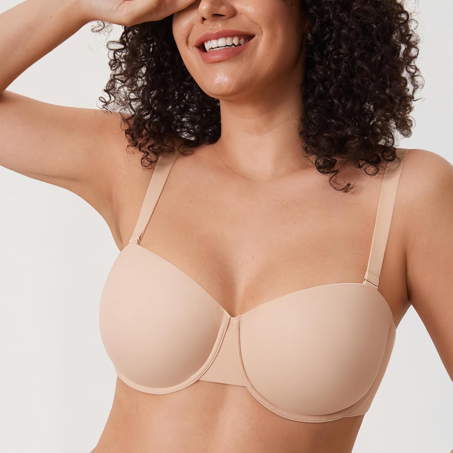 DELIMIRA Women's Inbarely Plus Balconette Bra Plus Size Full Coverage Seamless Unlined Underwire Bras - Image 4