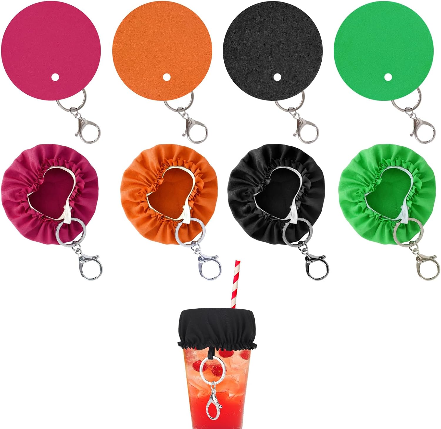 8pcs Drink Cup Shields with Keychains, 2026 New Cap Drink Cover