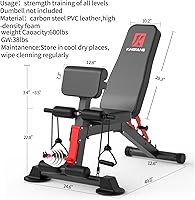 Vista 6 de Adjustable Weight Bench,Utility Workout Bench Foldable Incline Decline Benches for Home Gym Full Body Workout,Load 600LBS