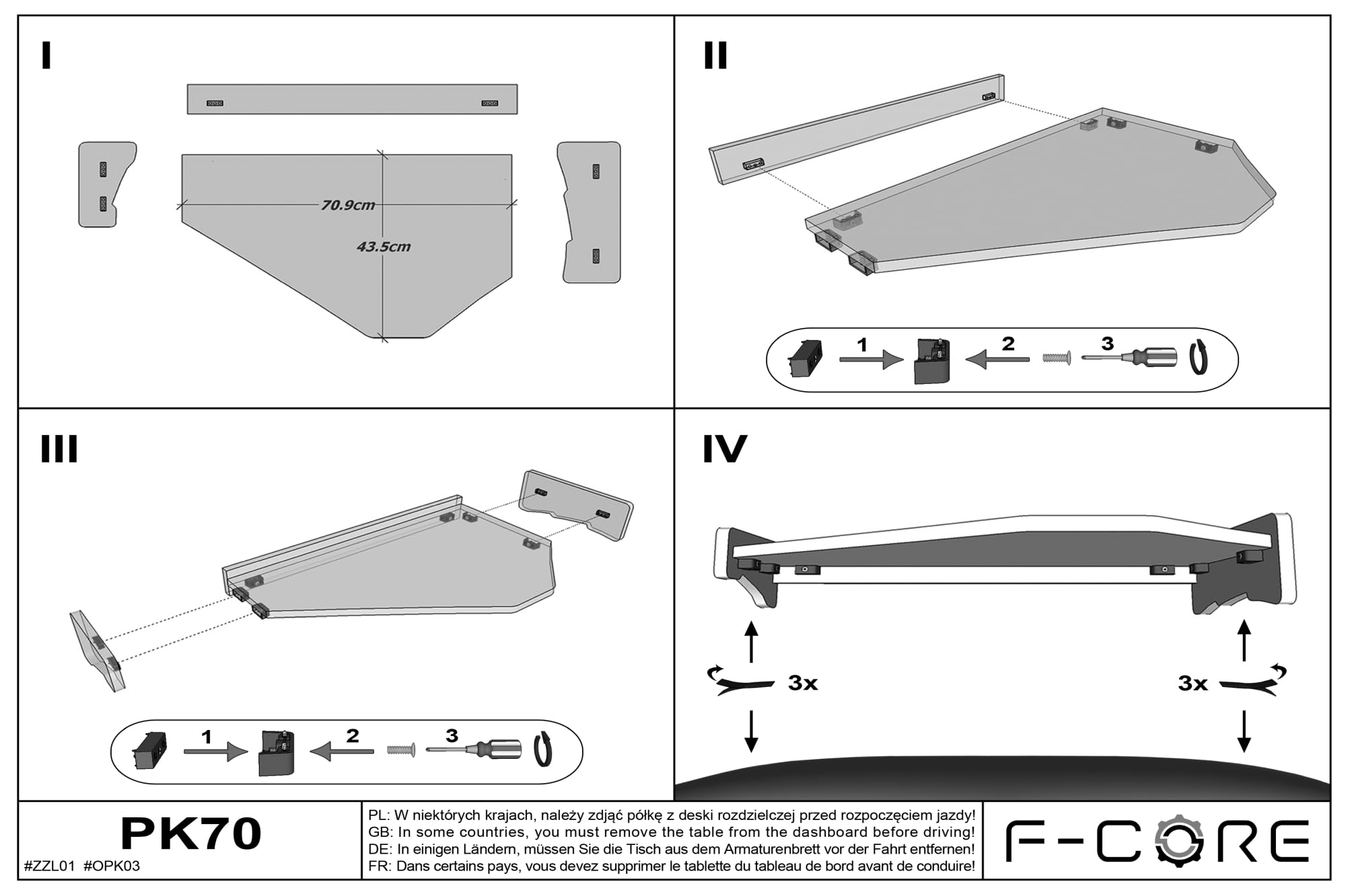 F-CORE Tablettes Tableau de Bord Camion compatibilité pour Volvo FMX 4 01.13- FM 4 01.13-12.19 Centrale Rouge