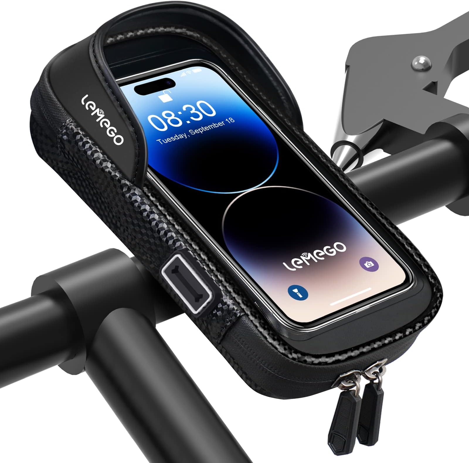 Waterproof Bicycle Phone Holder - Bicycle Handlebar Bag with Rotating Mobile Phone Holder for Smartphone Under 7 Inches