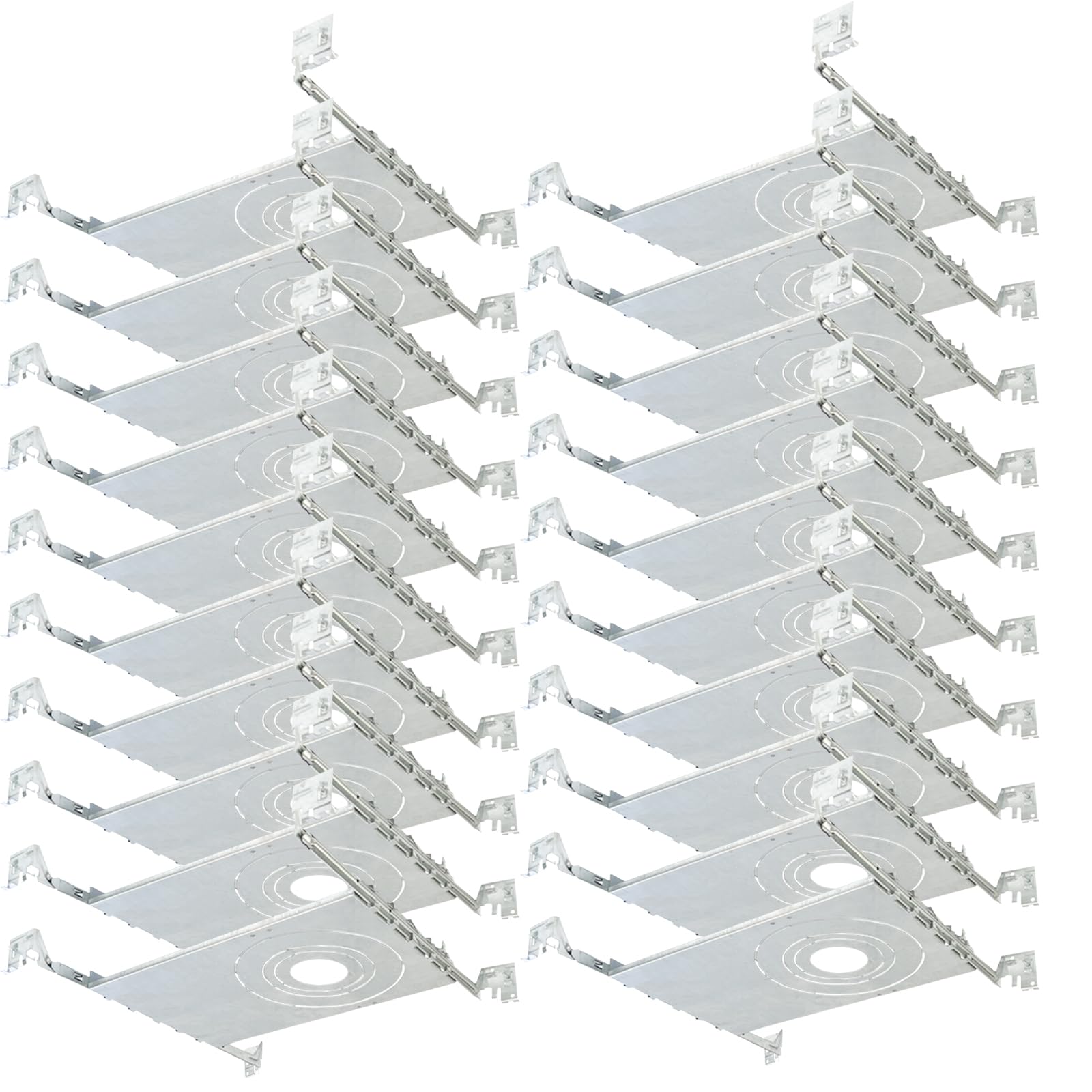 New Construction Mounting Plate, 3-4-6 Inch LED Recessed Lighting Kits, Extendable Hanger Bars - Shallow Recessed Light Housing - 20Pack