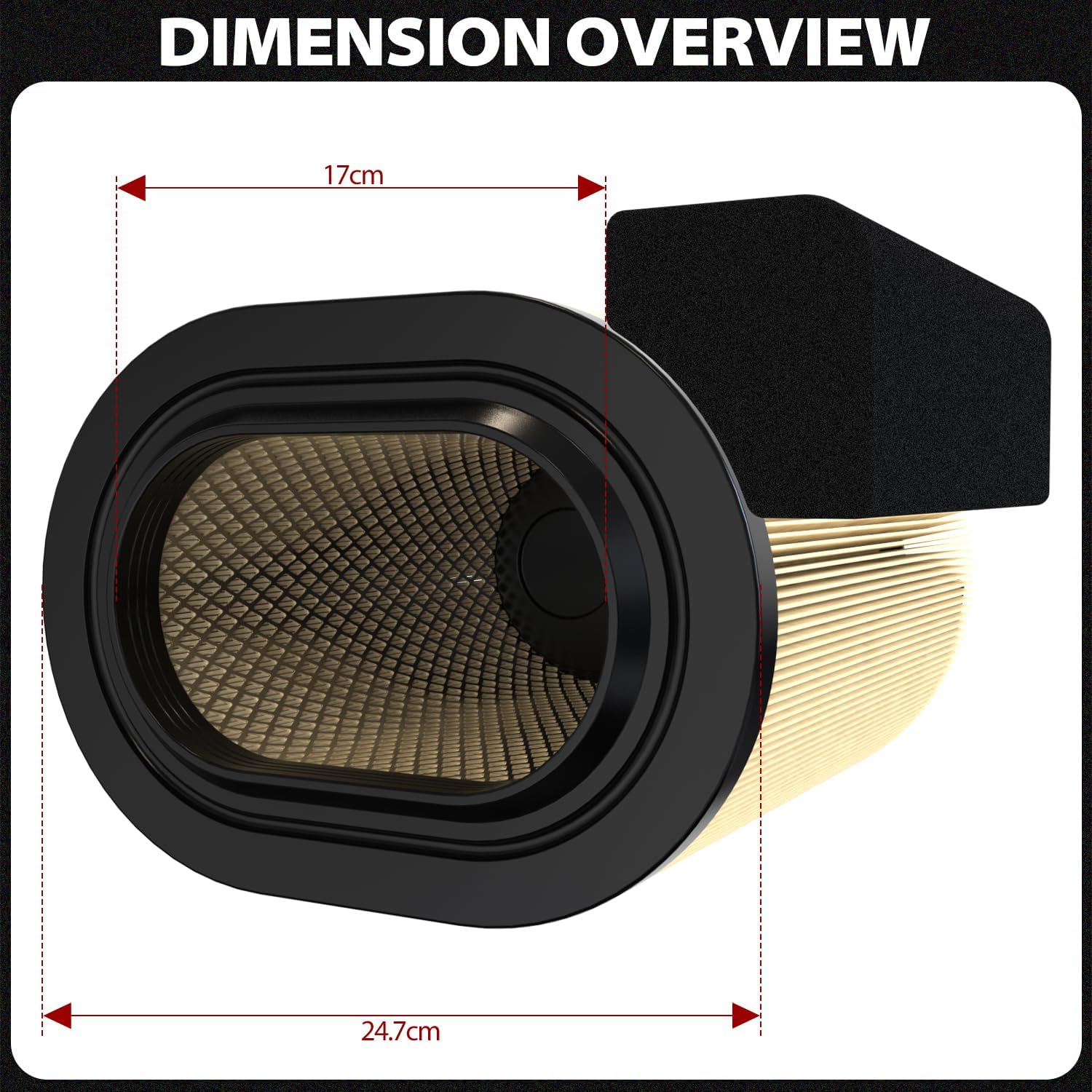1PZ Air Filter Element Assembly FA1927 Compatible with 2017 2018 2019 Ford F250 F350 F450 F550 Super Duty 6.7L V8 Powerstroke Diesel Engine Replace HC3Z-9601-A PA8219