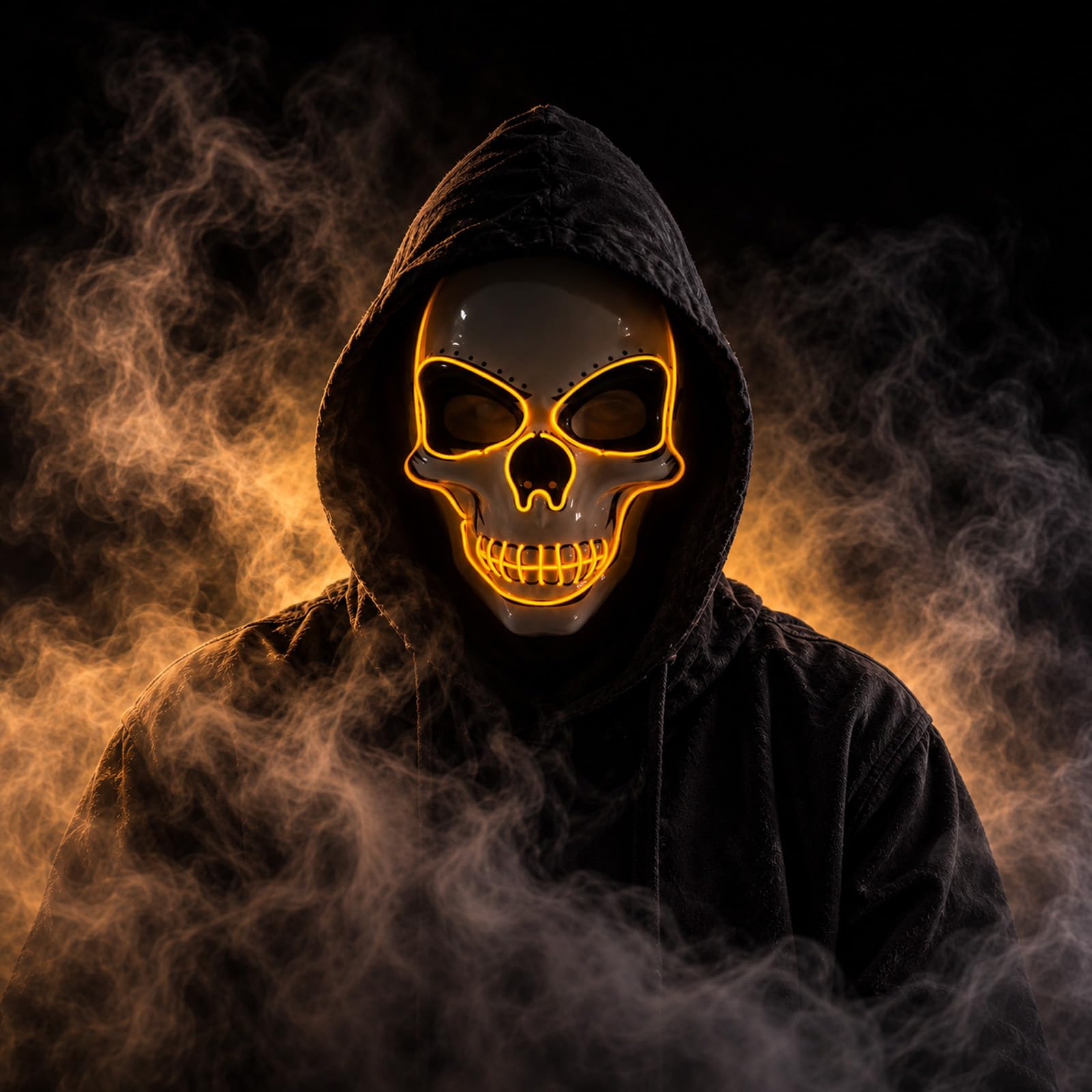 LED Halloween Mask for Adults Full Skull Mask Light Up Mask (Yellow)