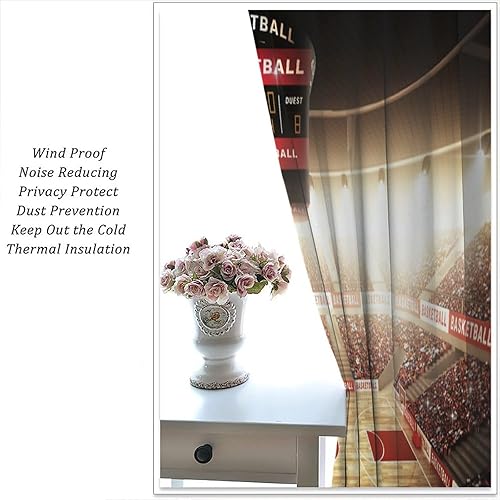 Vista 193 de Boys Sports Curtains Basketball Football Baseball Flame Pattern Printed Curtains Kids and Teenagers' Bedroom Living Room Blackout Curtains W42 * L54