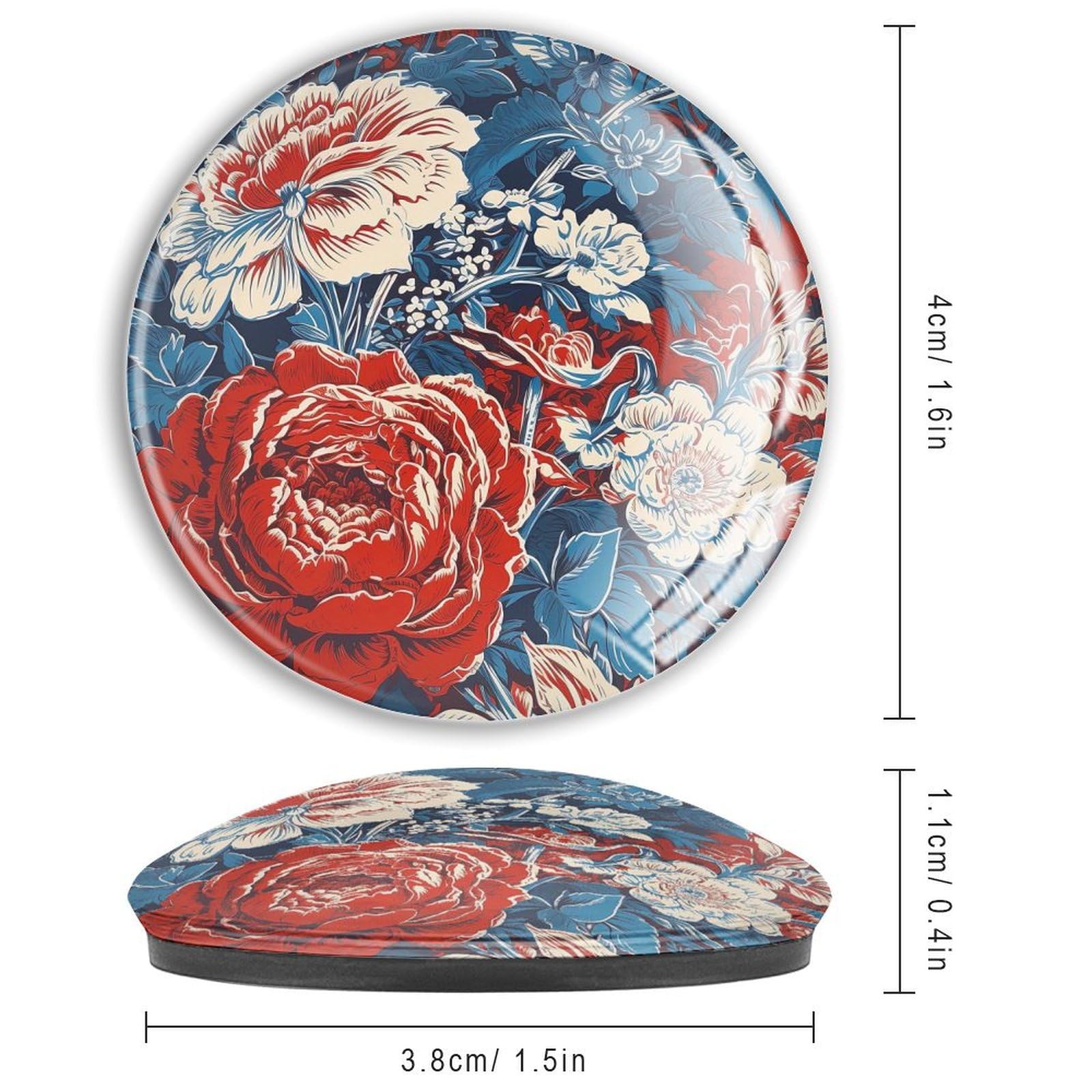 Calamite floreali rosse e blu cineserie per frigorifero per lavagna bianca Dynasty Glass piccoli magneti decorativi massimalisti per casa ufficio armadi lavagne bianche 4 pezzi