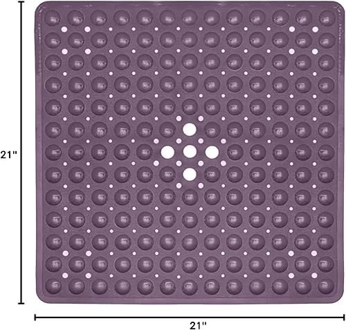 Miniatura 7 de ENKOSI Tapete de ducha cuadrado antideslizante, 21 x 21 pulgadas, tapete de ducha antideslizante con ventosas y agujeros de drenaje, tapete de ducha