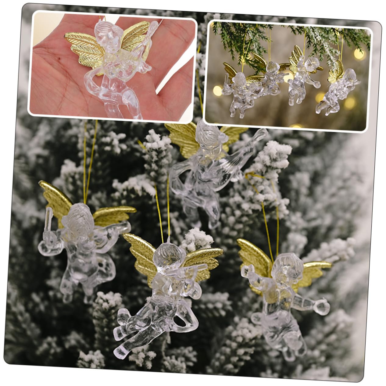 PRETYZOOM 100 Piezas Colgante Ángel Transparente Decoraciones navideñas Christmas Tree Decorations Decoración navideña Colgante de Navidad decoración Colgante del árbol de Navidad