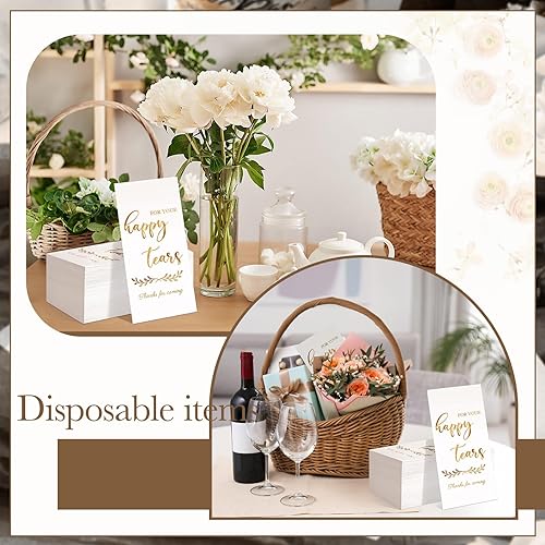 Miniatura 4 de Outus Servilletas doradas de boda de 2 capas con diseño de lágrimas felices, paquetes de servilletas de bebidas, servilletas de cóctel, servilletas