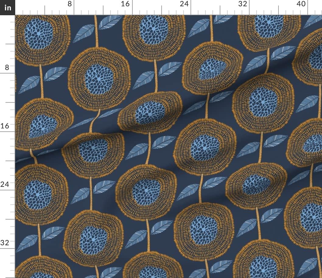 Spoonflower Fabric - Florals Scandinavian Botanical Floral Pattern Geo Printed on Petal Signature Cotton Fabric by The Yard - Sewing Quilting Apparel Crafts Decor