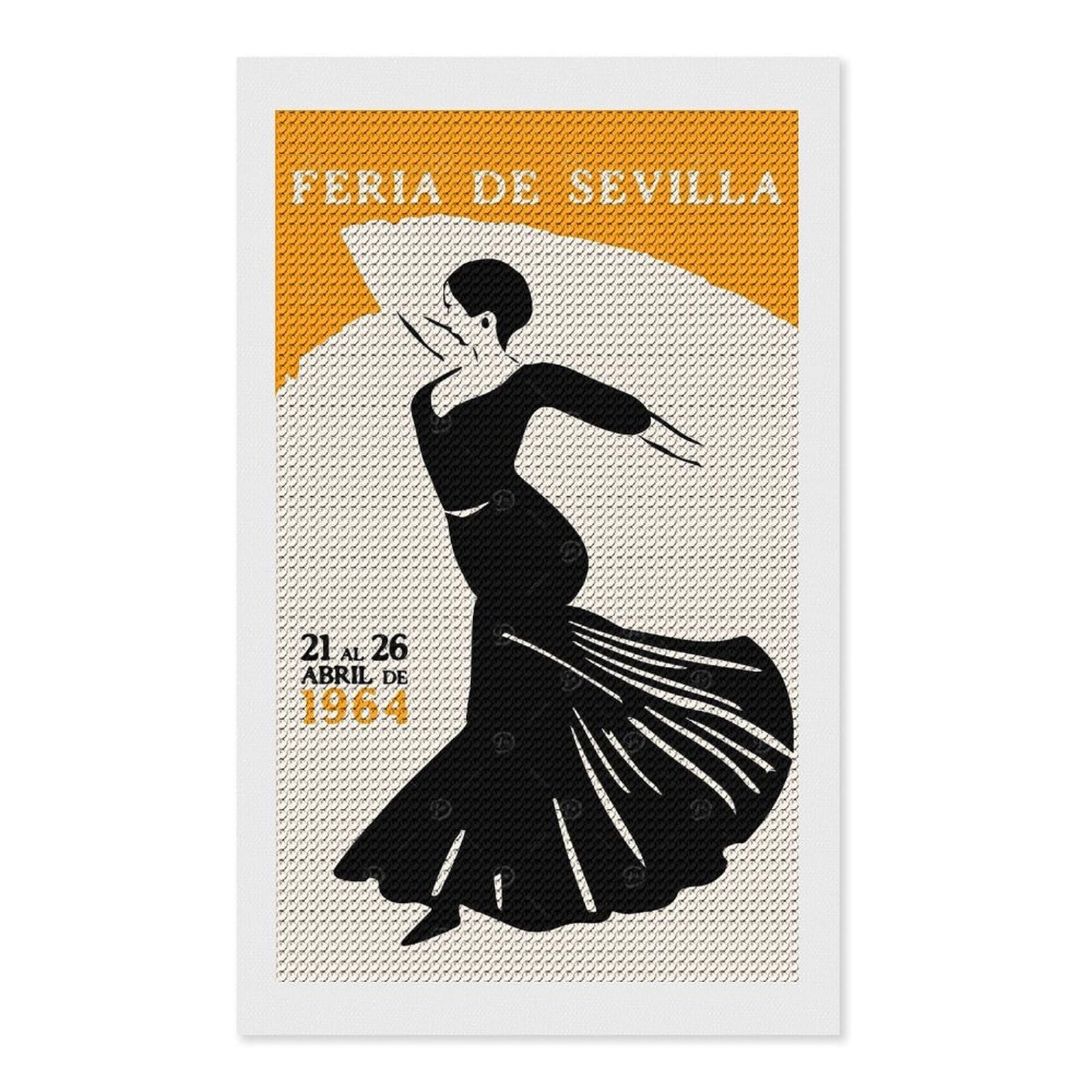 Junmoney Feria De Sevilla Dancer Full Drill Diamond Painting Kit 12"x20", for Teens, Adhesive Canvas, Bedroom Decor, Holiday Gift Idea
