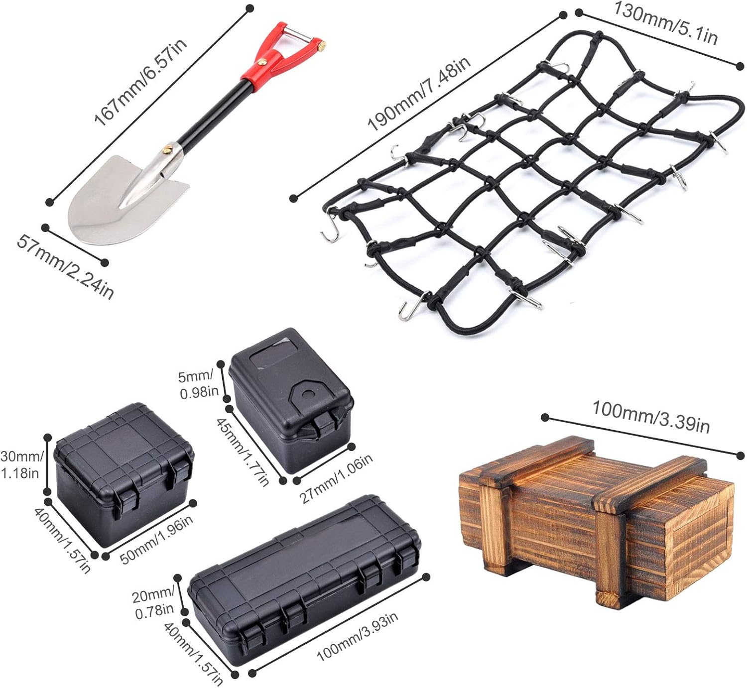 kingsea 3Pcs 1/10 Mini Toolbox Luggage Case Truck Decoration Accessories Compatible with Trx4 Axial Scx10 90046 CC01 D90 D110 1:10 RC Crawler Car (Black Kit)