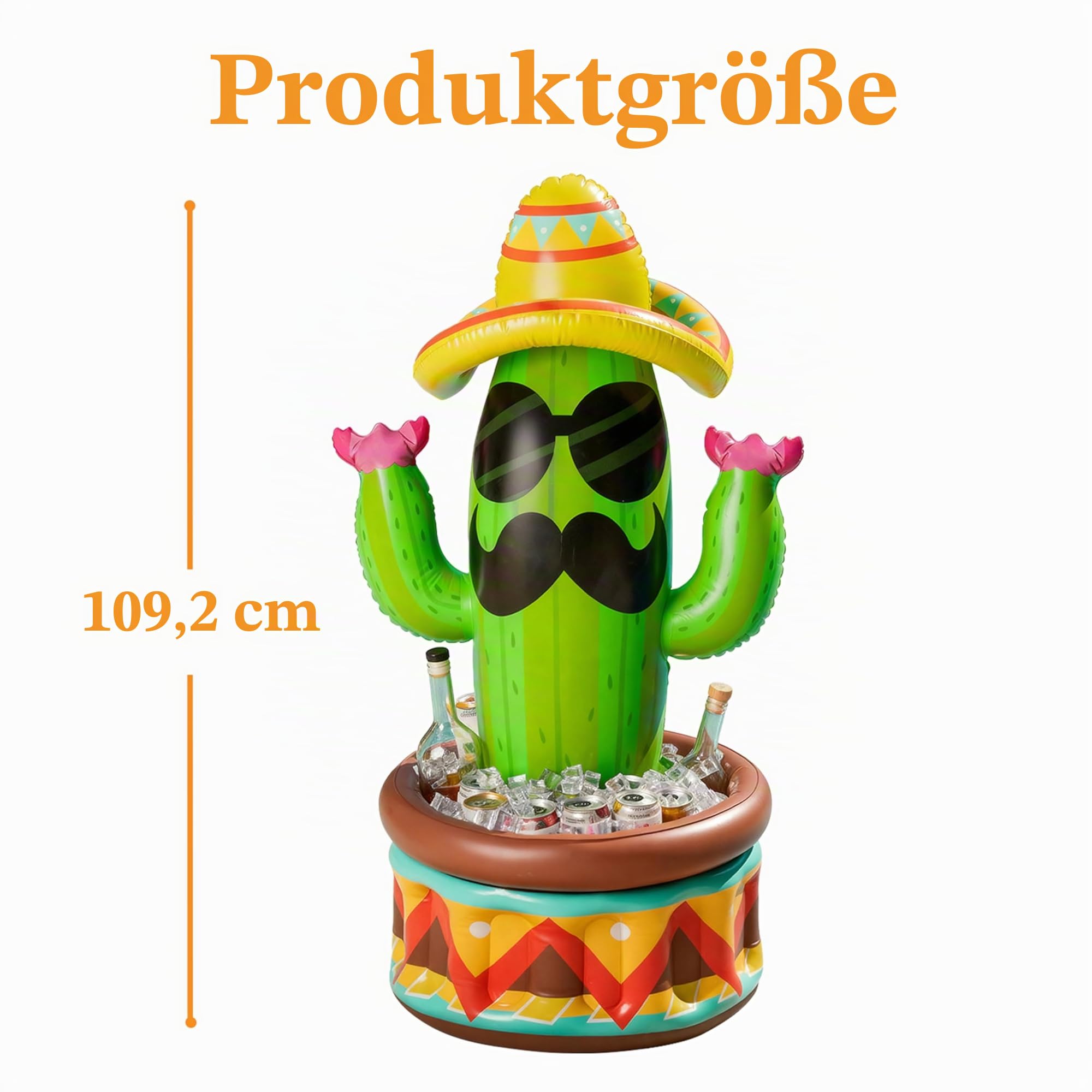 JOYIN 91,4cm aufblasbarer Kaktuskühler mit Sombrero-Hut für Partys, Cinco-de-Mayo-Partyzubehör, aufblasbarer Partykühler, Poolparty-Dekoration, Aufblasbare Insel Aufblasbare Palme Getränkekühler
