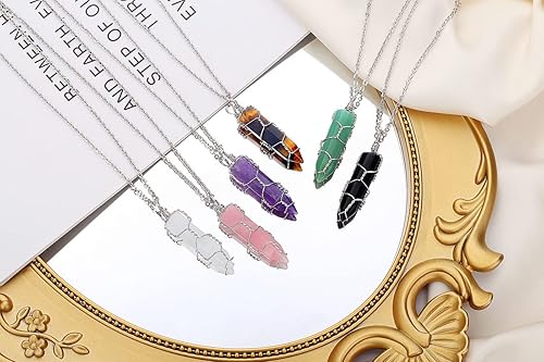 Miniatura 6 de QINJIEJIE Collar de cristal curativo, joyería de cristal curativo, piedras de cuarzo natural espiritual, piedras preciosas de cuarzo hexagonal,