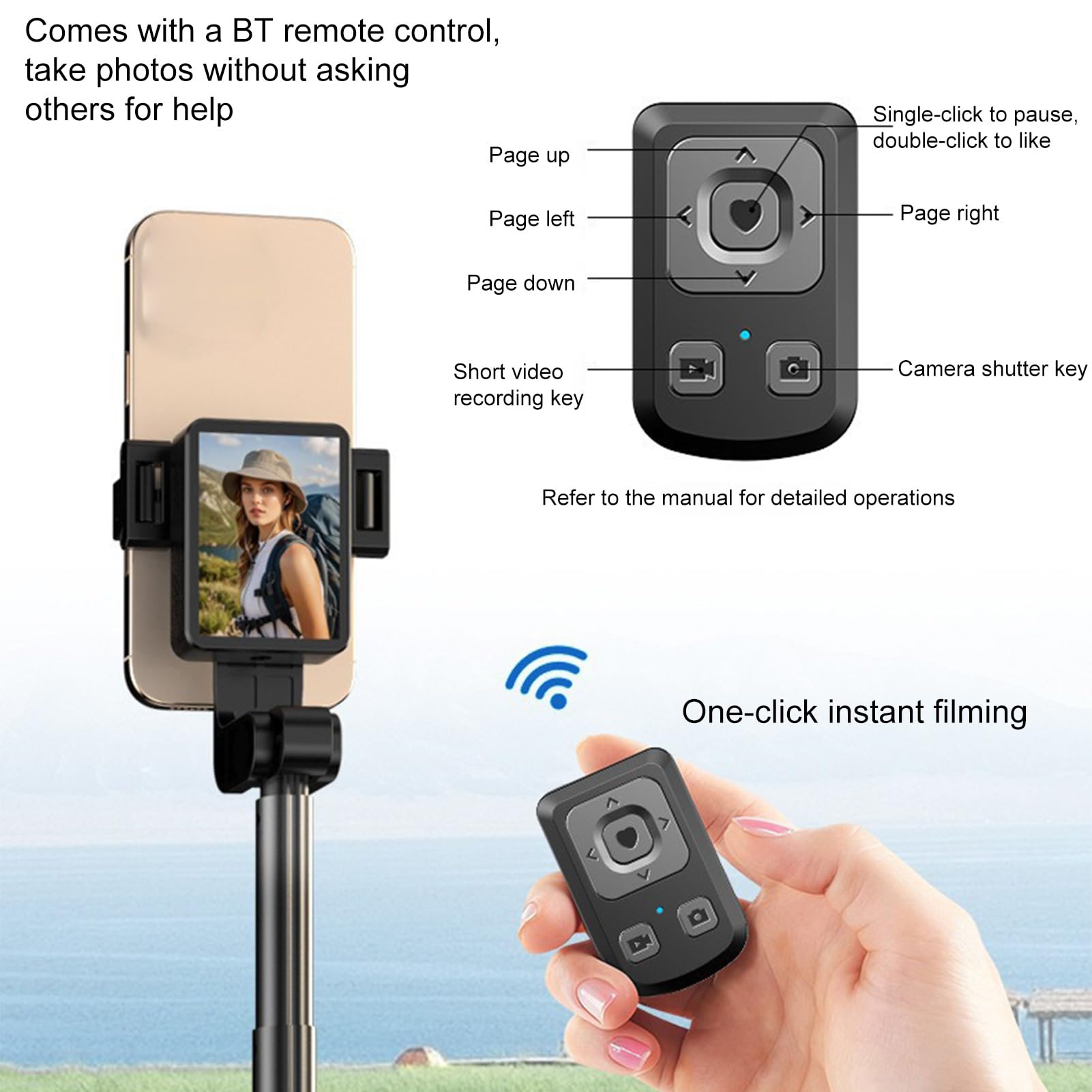 KIMISS Trípode para Selfie Stick Trípode para Teléfono con Monitor Inalámbrico Teléfono Celular con Monitor de Pantalla Soporte Extensible de 67 Pulgadas con Pantalla LED de 2,4