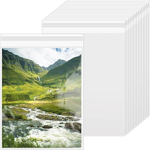 Vista 8 de Paquete de 50 Fundas Transparentes como Cristal de 8.5 x 11 Pulgadas Bolsas de Almacenamiento, Bolsas de Celofán Autosellantes Resellables