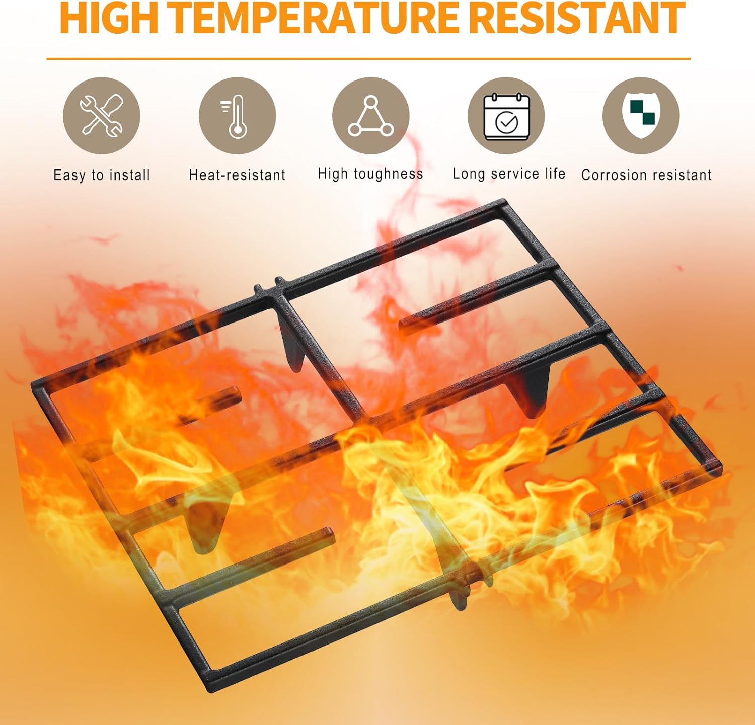 Atgestore WP9761557CB Stove Burner Grate Replacement Parts for KitchenAid Stove Cast Iron Grate KGRS807SSS KGSS907SSS Kitchen Aid Whirlpool Gas Range Cooktop Surface Burner Grate Stove Top Grate Rack