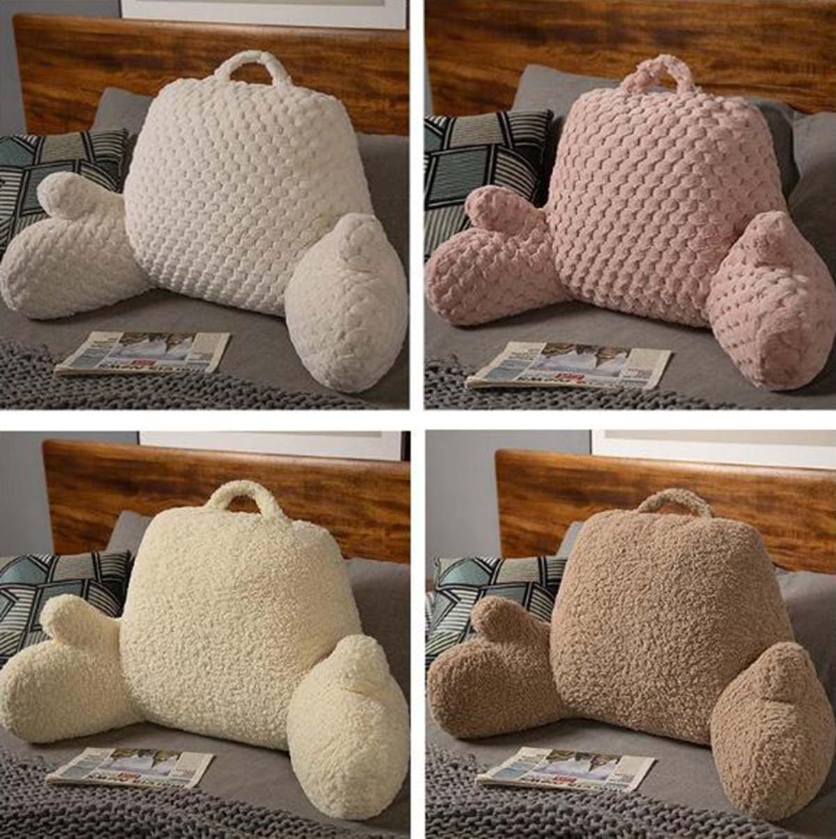 YUURO Sherpa Fleece Reading Pillow With Neck & Arm Support - Wedge Backrest Cushion For Bed, Sofa, Or Chair, Removable Cover - View #13