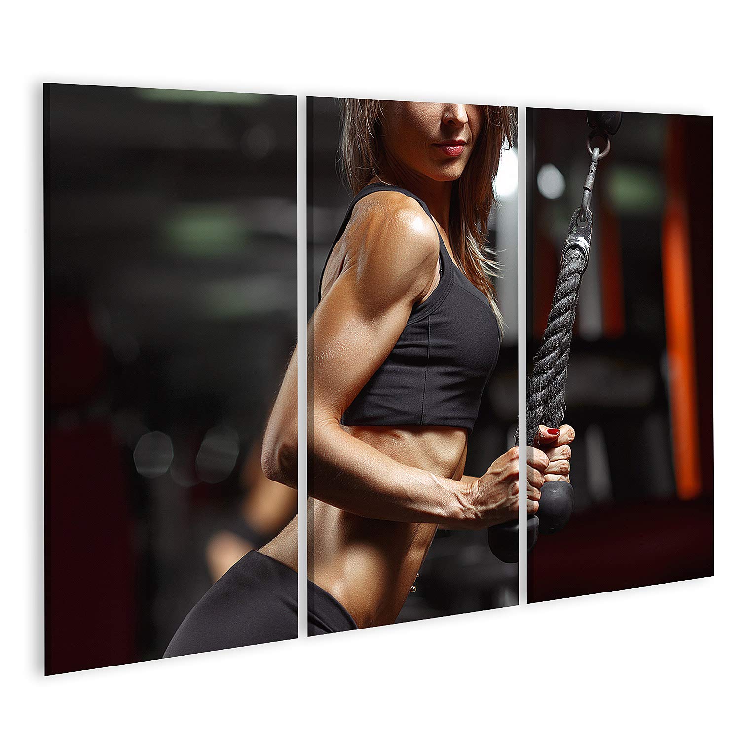 Quadro su tela Fitness Donna in Palestra Giovane Donna Potenza Esercizi Fitness Palestra Quadro Quadro su Tela Immagini per Soggiorno GCBF-3P