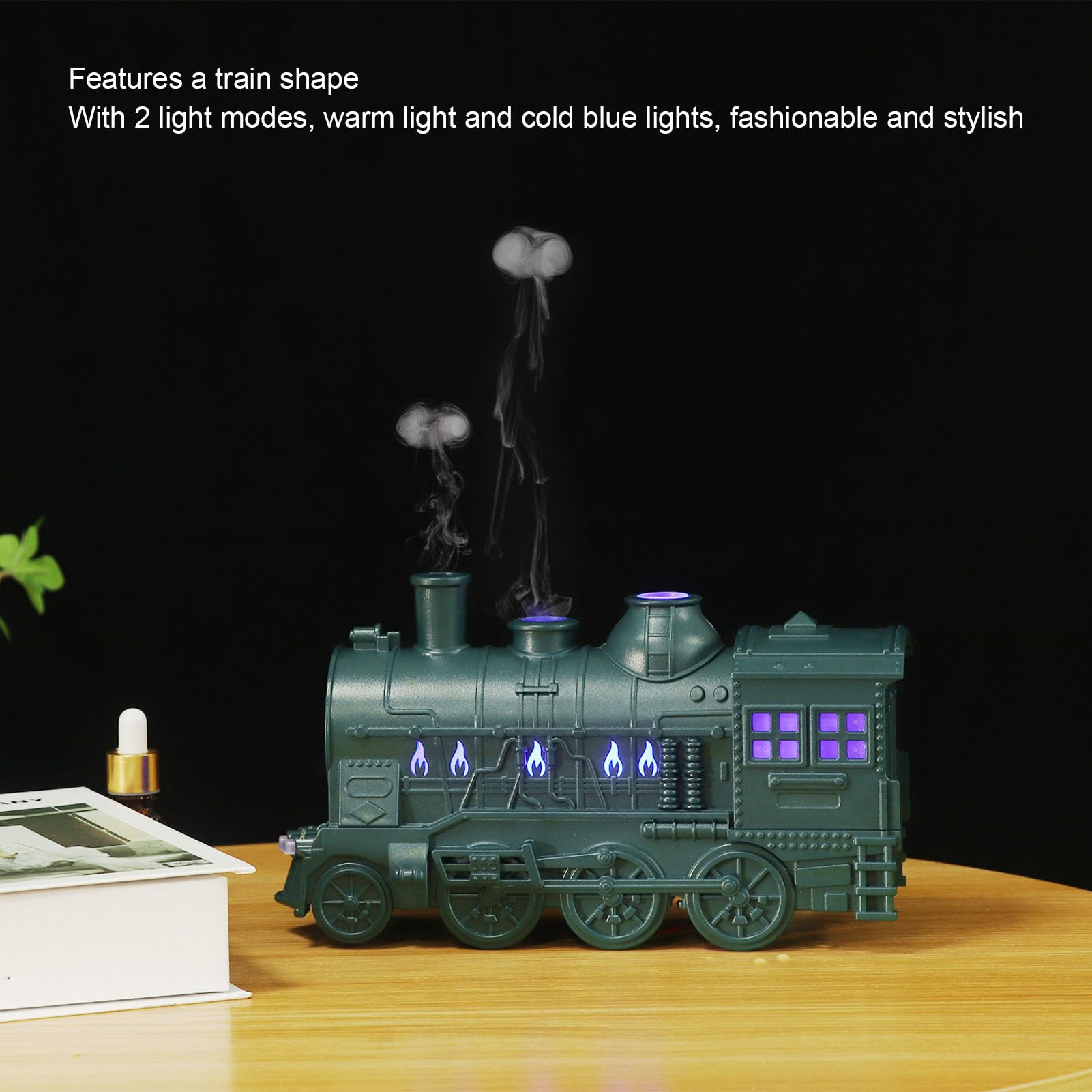 Diffusore per Treni, Diffusore Umidificatore per Treni da 300 Ml, Diffusore di Oli Essenziali, Umidificatore a Nebbia Fredda, per Ufficio in Camera da Letto (Spina europea)