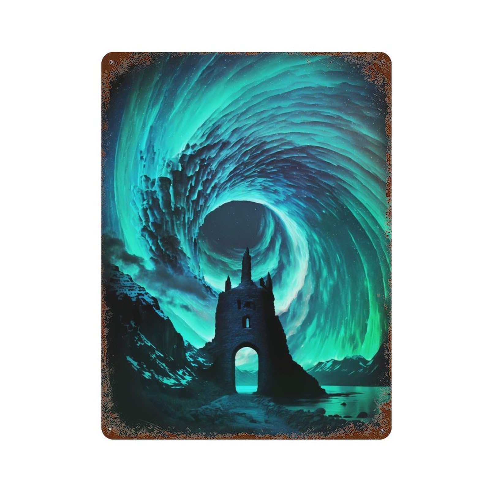 Arctic Lighthouse Rust Effect Tin Sign 15.7"x11.8", Farmhouse Wall Decor for Living Room, Hallway And Home Decor