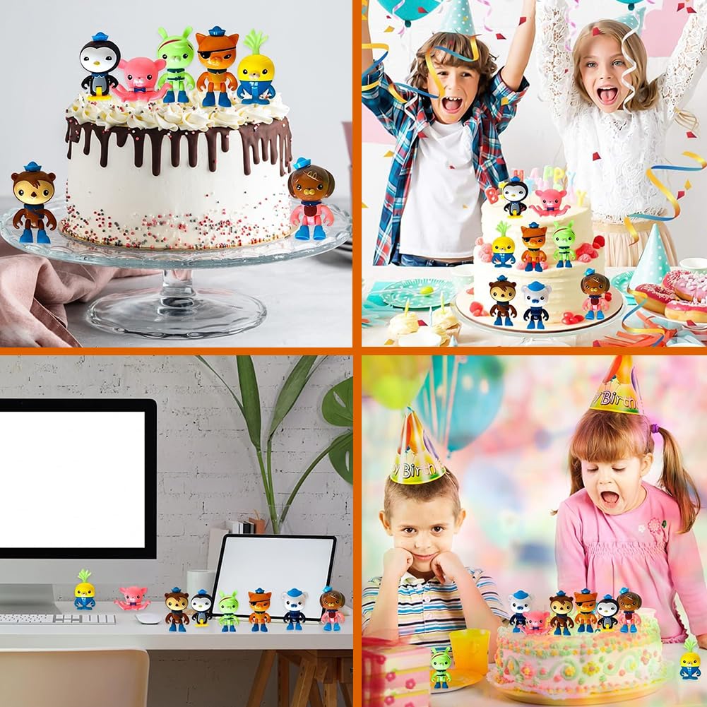 8 Piezas Anime Figures de Cupcakes Artículos Decoración para Tartas Octonautss Mini Figuras Adornos para Pastel Decoración del Coche,Baby Shower Fiesta de Cumpleaños Pastel Suministros para fiestas