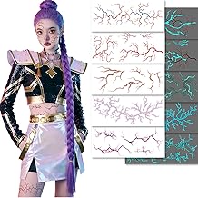 5 Sheets Demon Luminous Hunter Tattoos, Anime Pattern Tattoo Stickers, Tattoo for Hunters Cosplay, Fantasy Markings for Carnival, Festivals & Halloween, Red