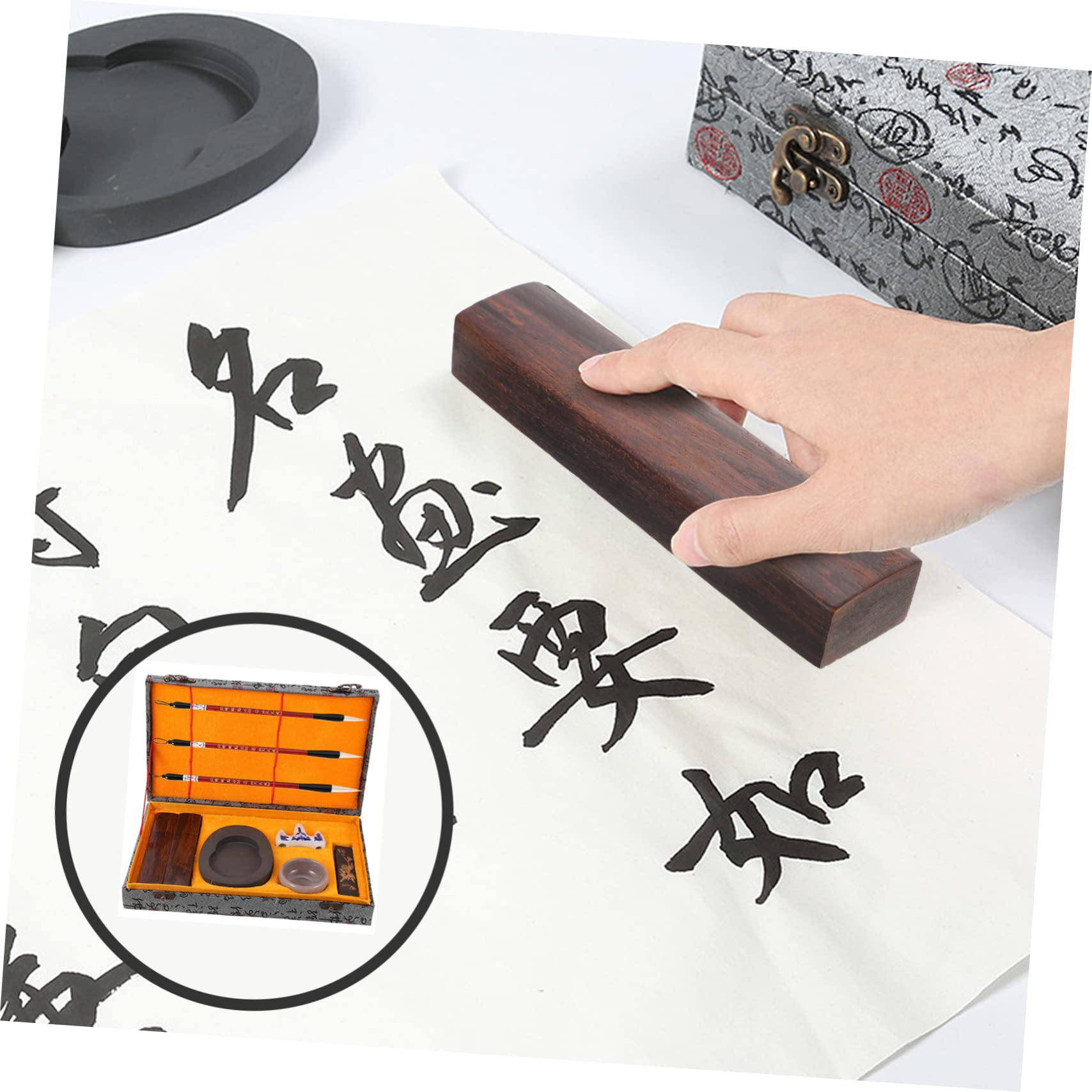 NUOBESTY Equipos 1 Juego conjunto de caligrafía de transferencia de niñas peso de letra de caligrafía pluma de caligrafía accesorios de escritura de caligrafía catalpa pisapapeles