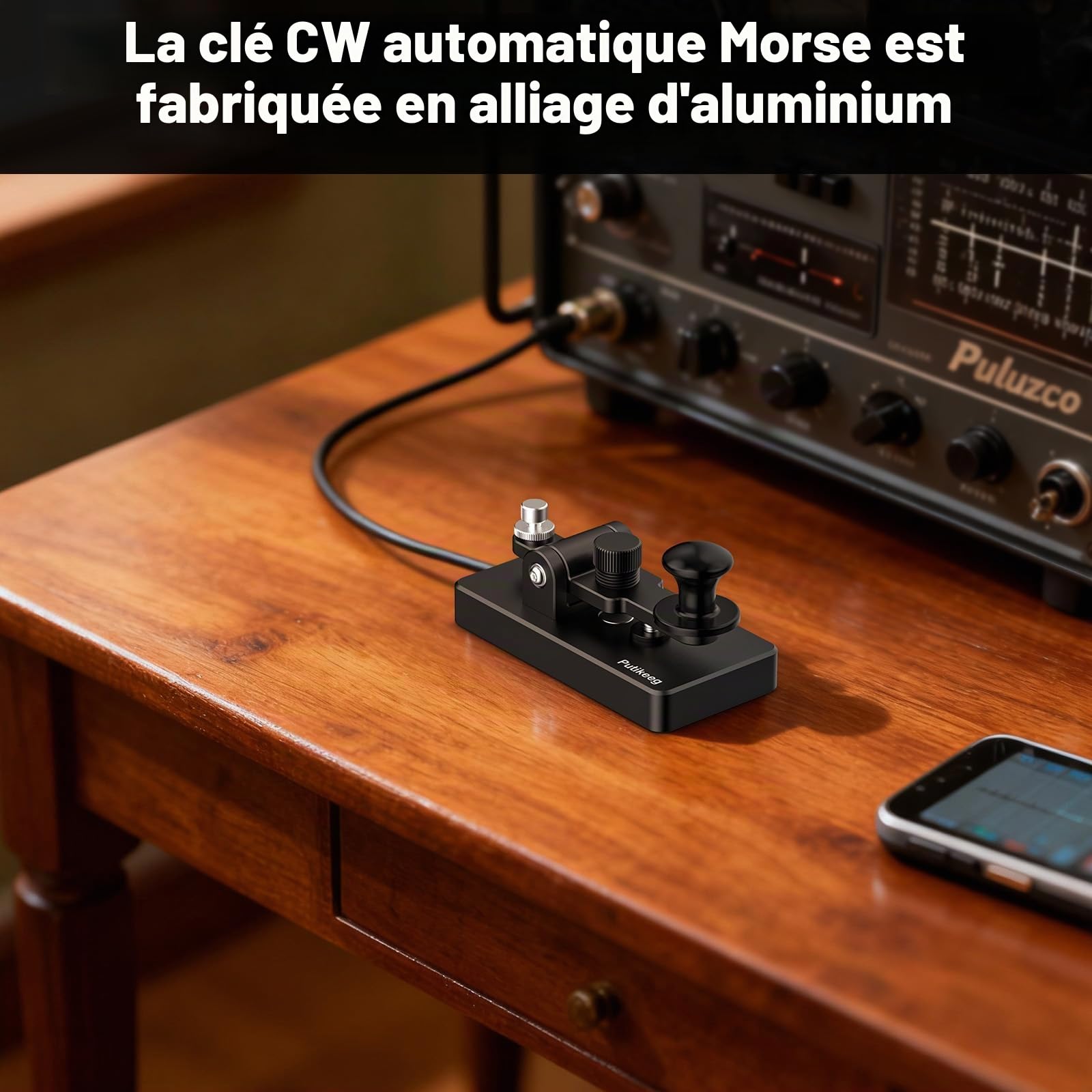 Putikeeg CW Clé Morse Télégraphique - Transmetteur de Code avec Manipulateur
