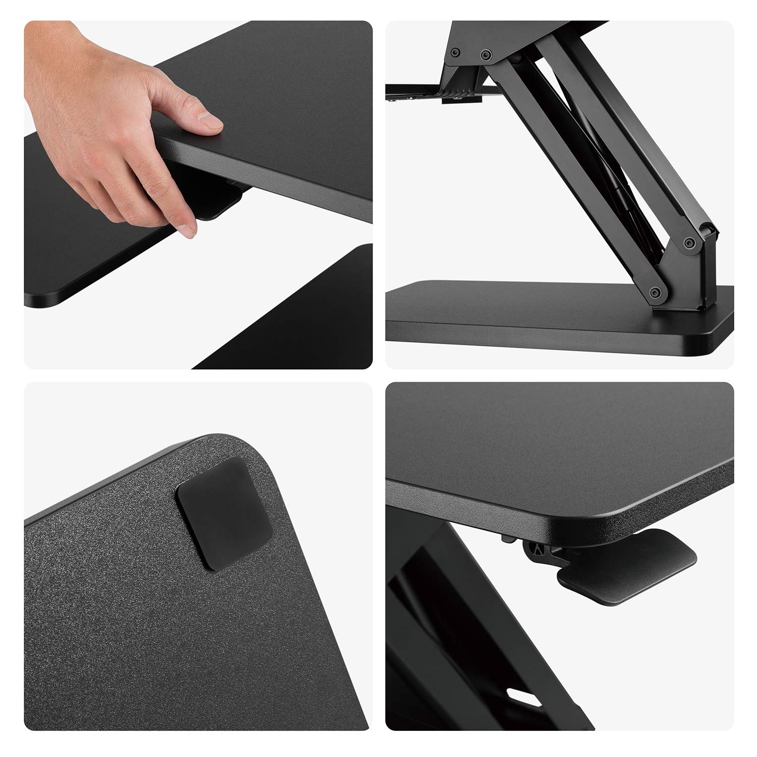 Maclean MC-882 Podstawka na Monitor i Klawiaturę do Pracy Stojąco Siedzącej z Sprężyną Gazową, Ergonomiczne Biurko na Laptopa Stolik na Ekran oraz Klawiaturę, Podstawka na Sprzęt Komputerowy