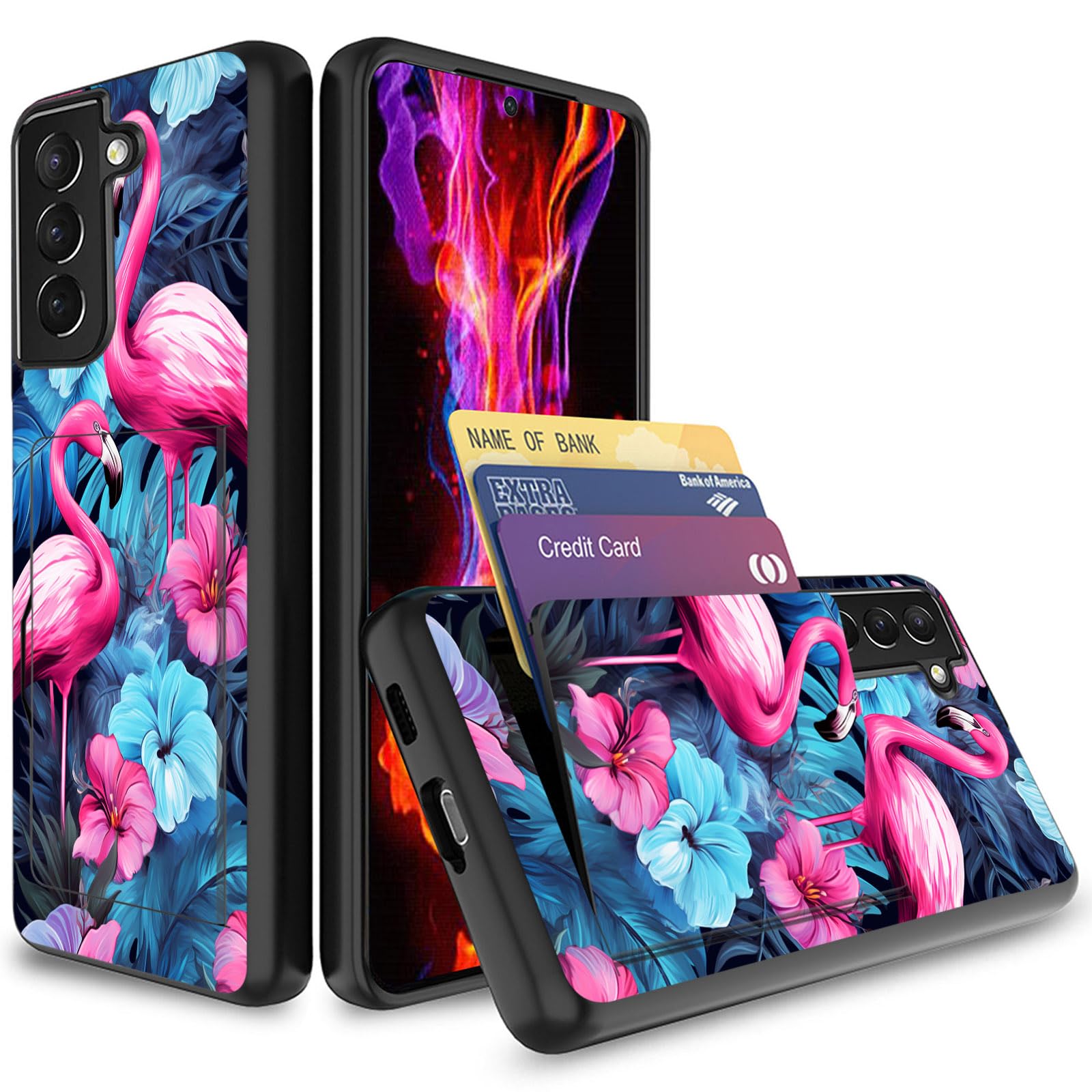 CICPLKSE for Galaxy S24 Plus Case,PC+TPU Dual Layer Hybrid Shock Proof Kickstand Credit Card Protective Wallets Case for Samsung Galaxy S24 Plus 5G