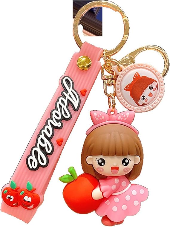 Amazon Co Jp キーホルダーの小さな贈り物フルーツガールキーホルダーかわいい弓シリコンキーホルダースクールバッグ飾り シューズ バッグ