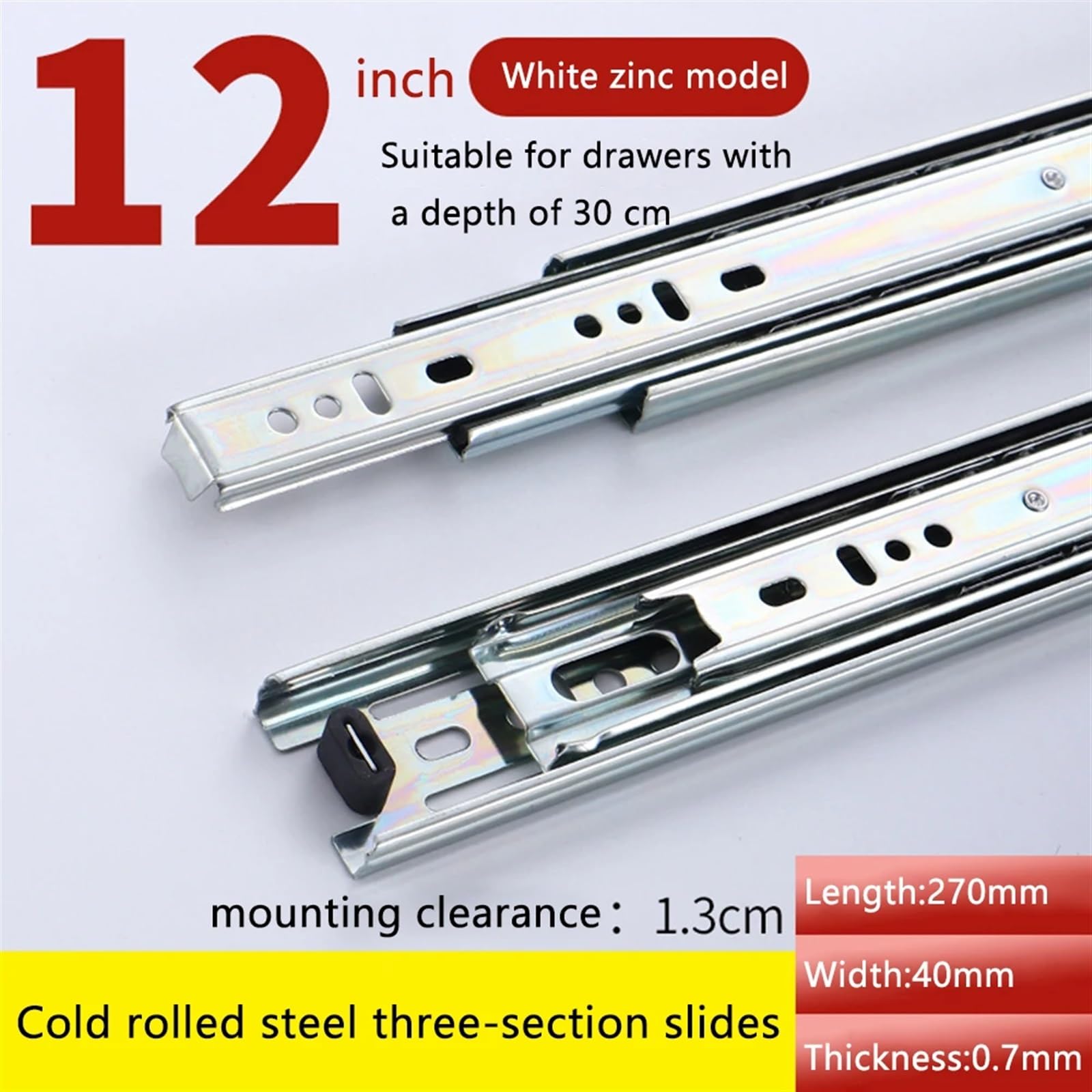 Guide Per Cassetti 12-16 Inches Stainless Steel Drawer Slides Soft Close Track Rail Sliding Three-Section Cabinet Furniture Hardware Per Cucina(16 inches)