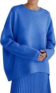 Suéter de punto para mujer e invierno, cuello redondo, suelto, color liso, suéter suave