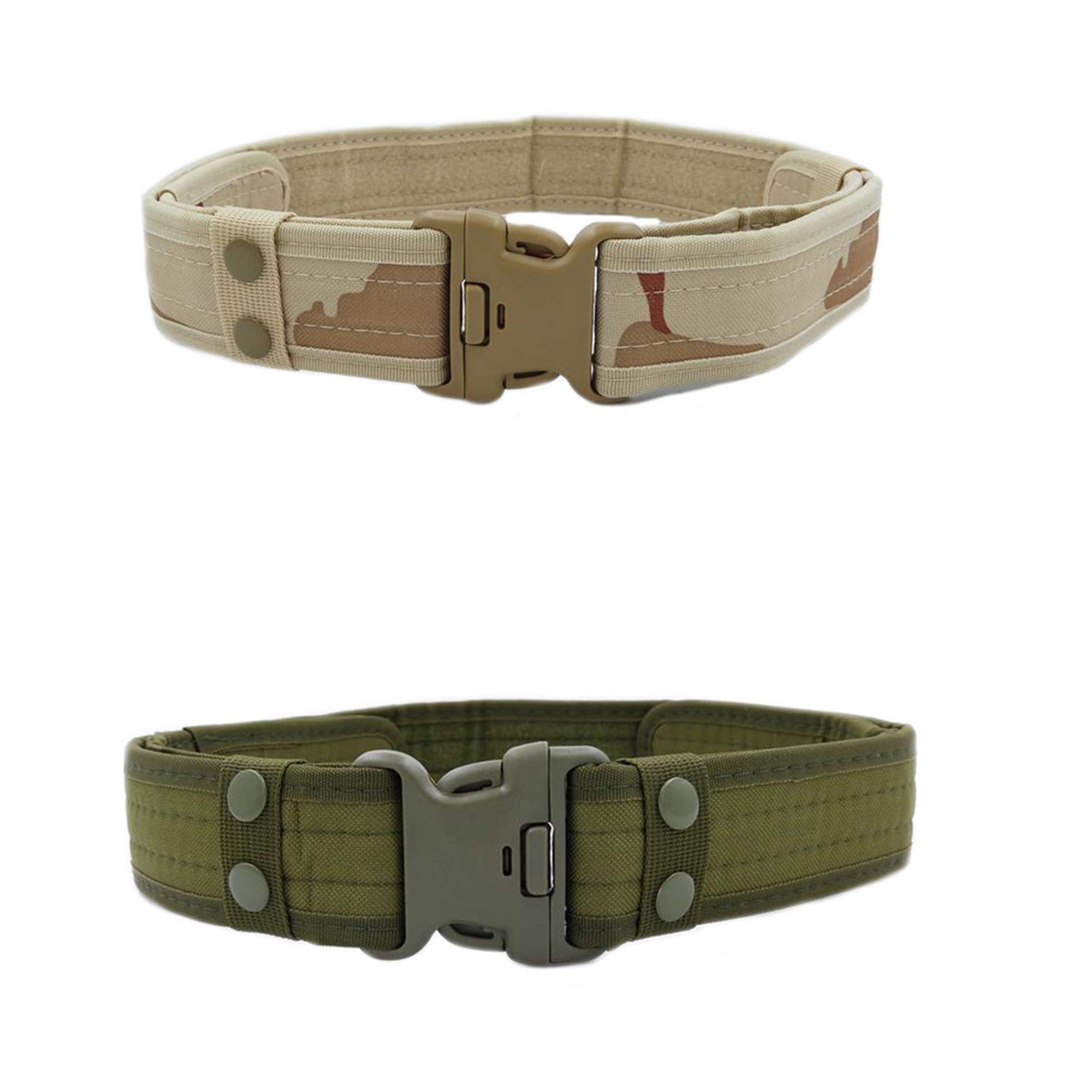 MESHIKAIER Men’s Nylon Canvas Belt Military Tactical Belt Adjustable Outdoor Sport Belt with Plastic Buckle (Army Green+Khaki)