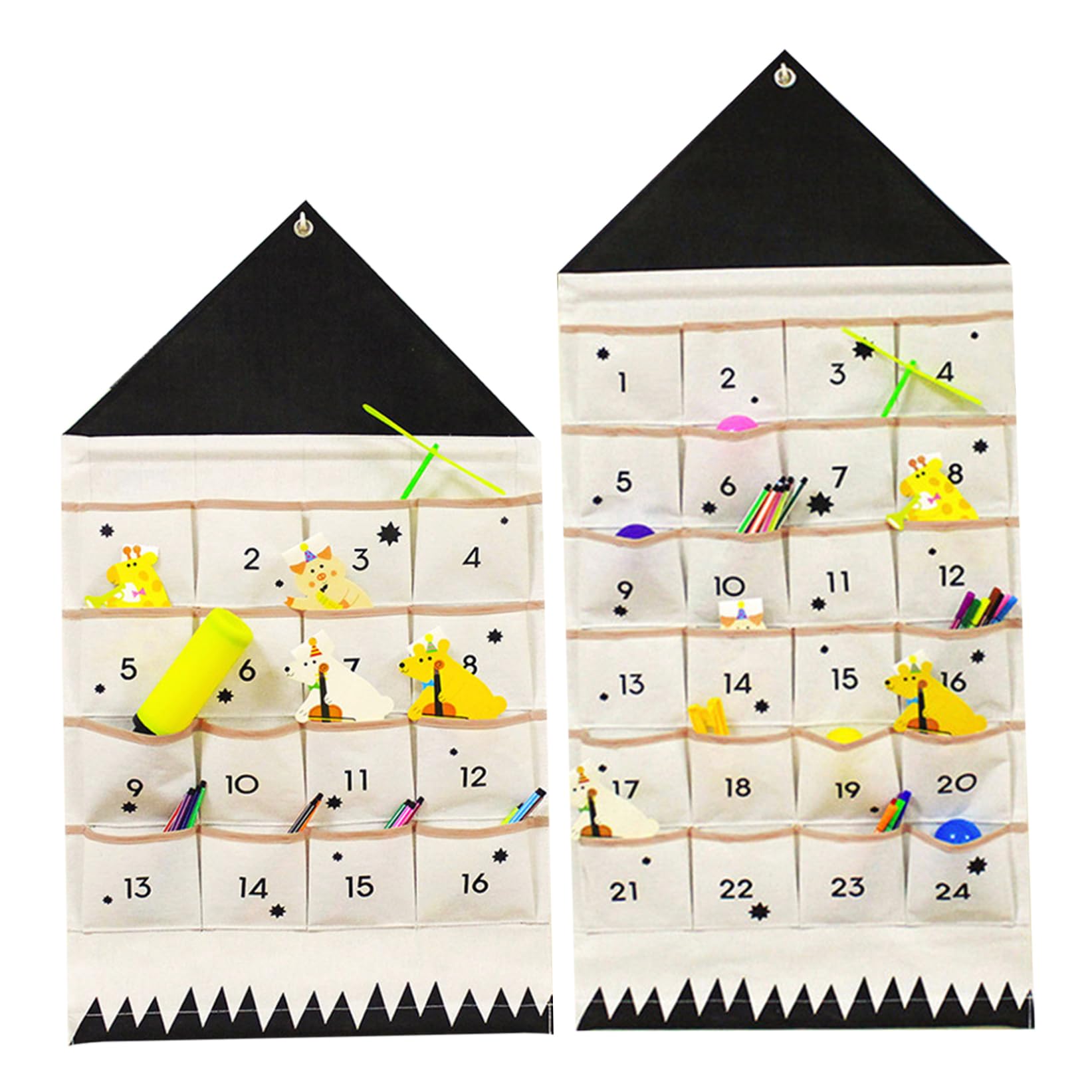 Calendario sospeso dall'Avvento di Natale con 24 tasche vuote Calendario per il conto alla rovescia portatile Vuoto Organizzatore di Natale Decorazioni per parete per porte 24 tasche.