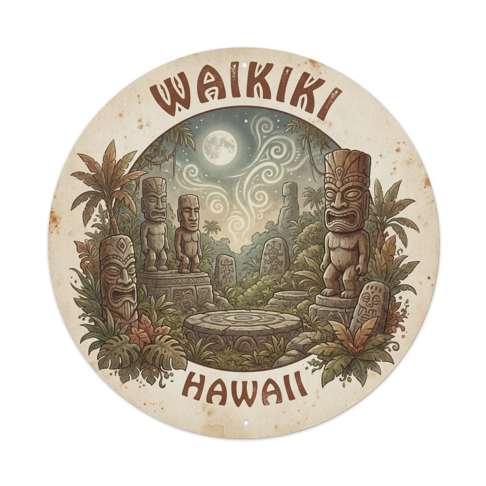 Vintage Travel Waikiki Hawaii Spirit Metal Tin Sign