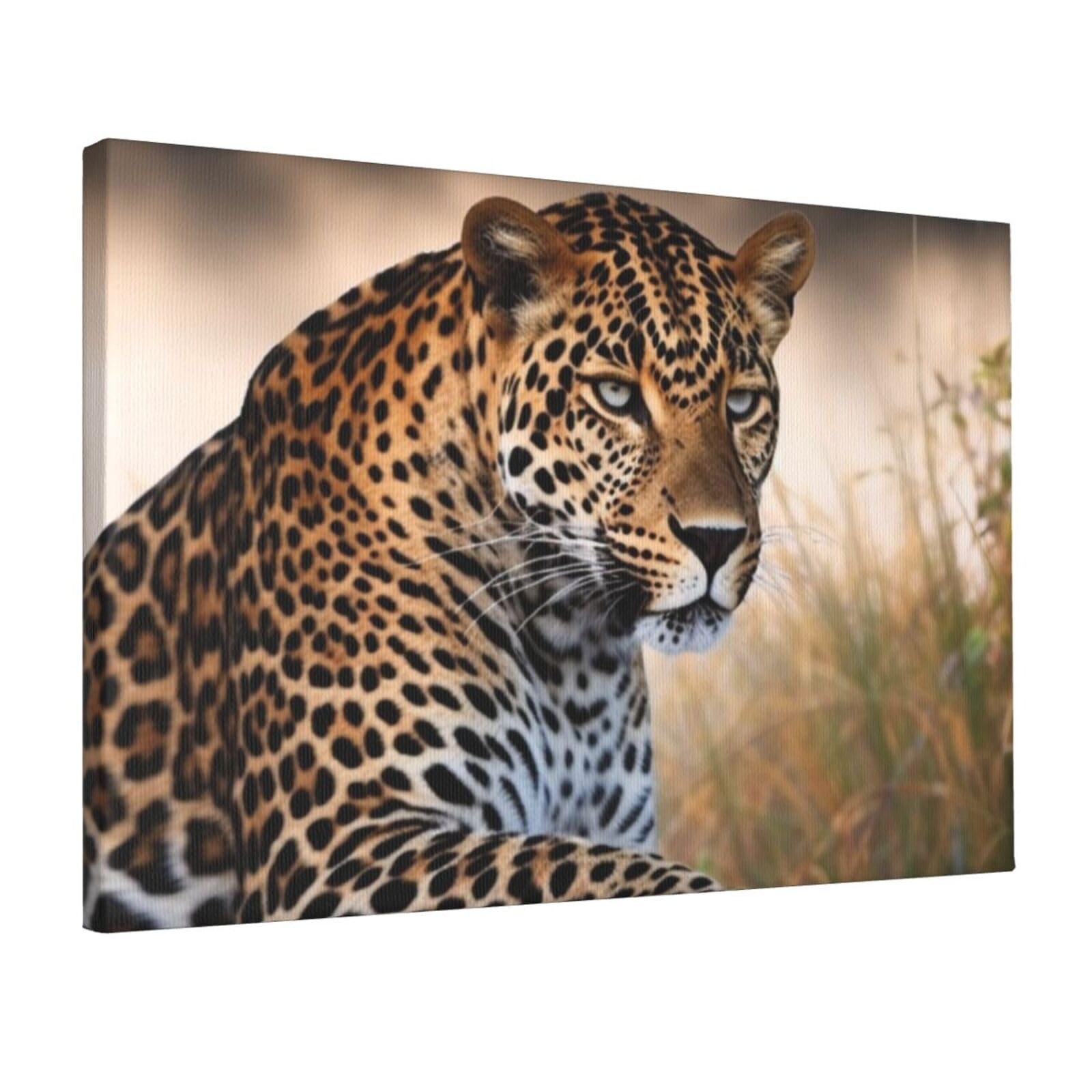 KLOPH African Animal Leopard Canvas Wall Art for Living Room 12"x18" Modern Artwork Painting for Bathroom Hanging Canvas Prints Aesthetic Wallart for Bedroom Kitchen Office Wall Decor