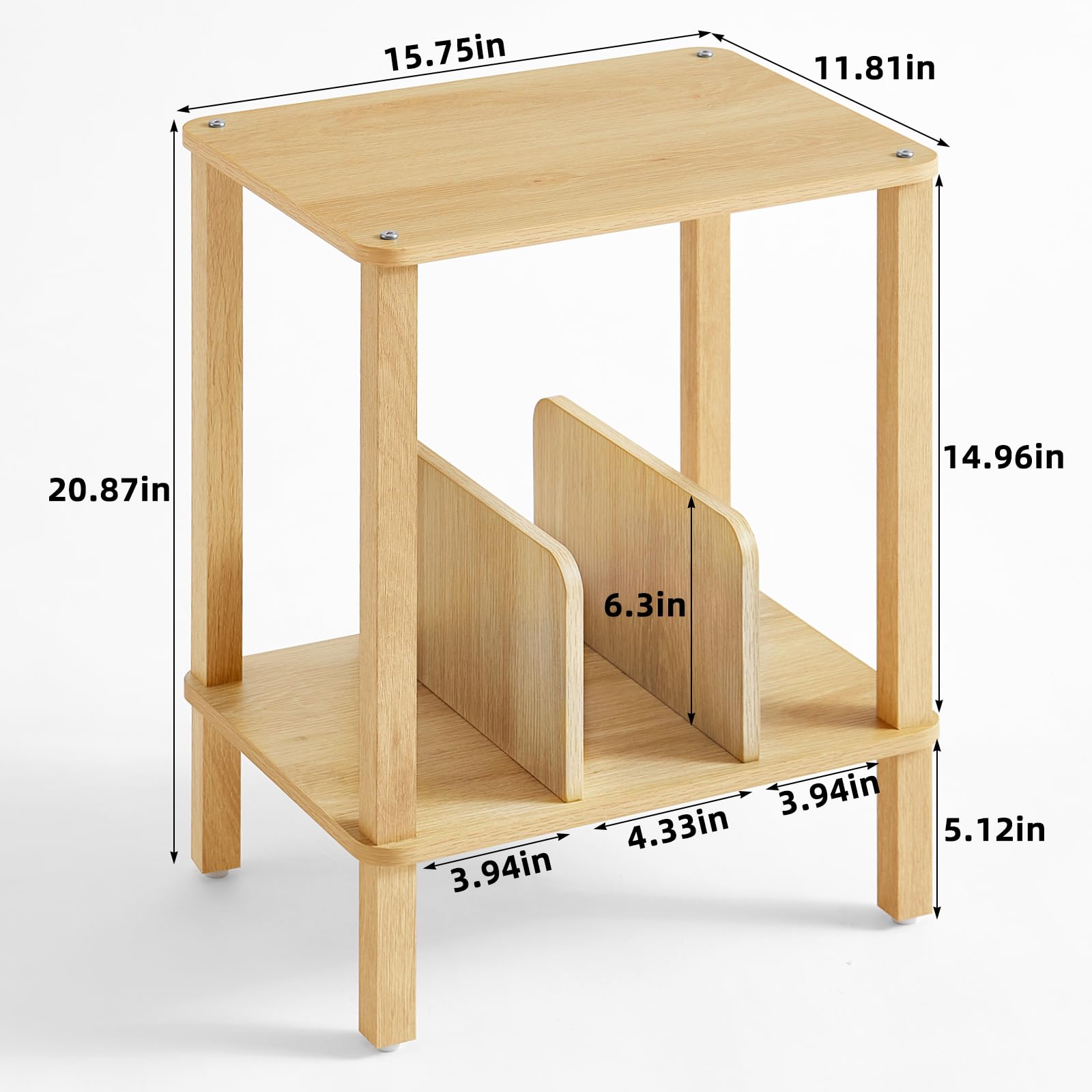 LELELINKY 2-Tier Stand de Disque en Bambou avec disques vinyles de Stockage jusqu'à 100 Albums, Porte-Disque Chambre Boho et Table d'extrémité Multifonctions pour Le Salon,Bois Naturel