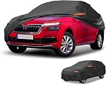 Waterproof All-Weather Universal Car Cover with Right Side Zipper, 210D-PU Black Fits for Sedan 165" to 177" Length