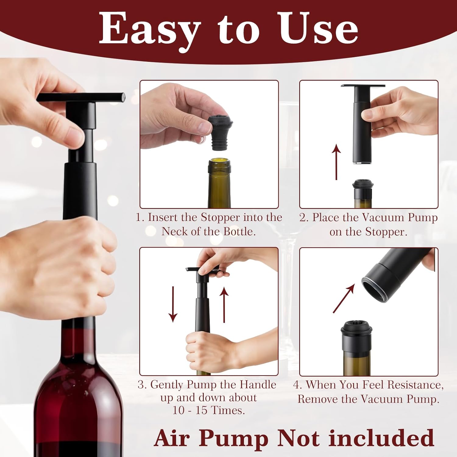 48 Pieces Wine Stopper Resealable Vacuum Silicone Air Cork Preserver for Kitchen Supplies Rubber Vacuvin Wine Bottle Stoppers Tools Wines Freshness Up Dishwasher Safe (Black)