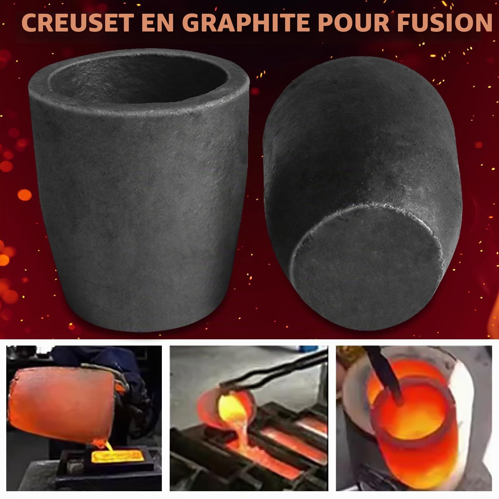 Creuset en graphite en carbure de silicium pour fonderie en carbure de silicium, creuset pour faire fondre le métal, fondre le coulage, finition or, argent, cuivre, laiton, aluminium
