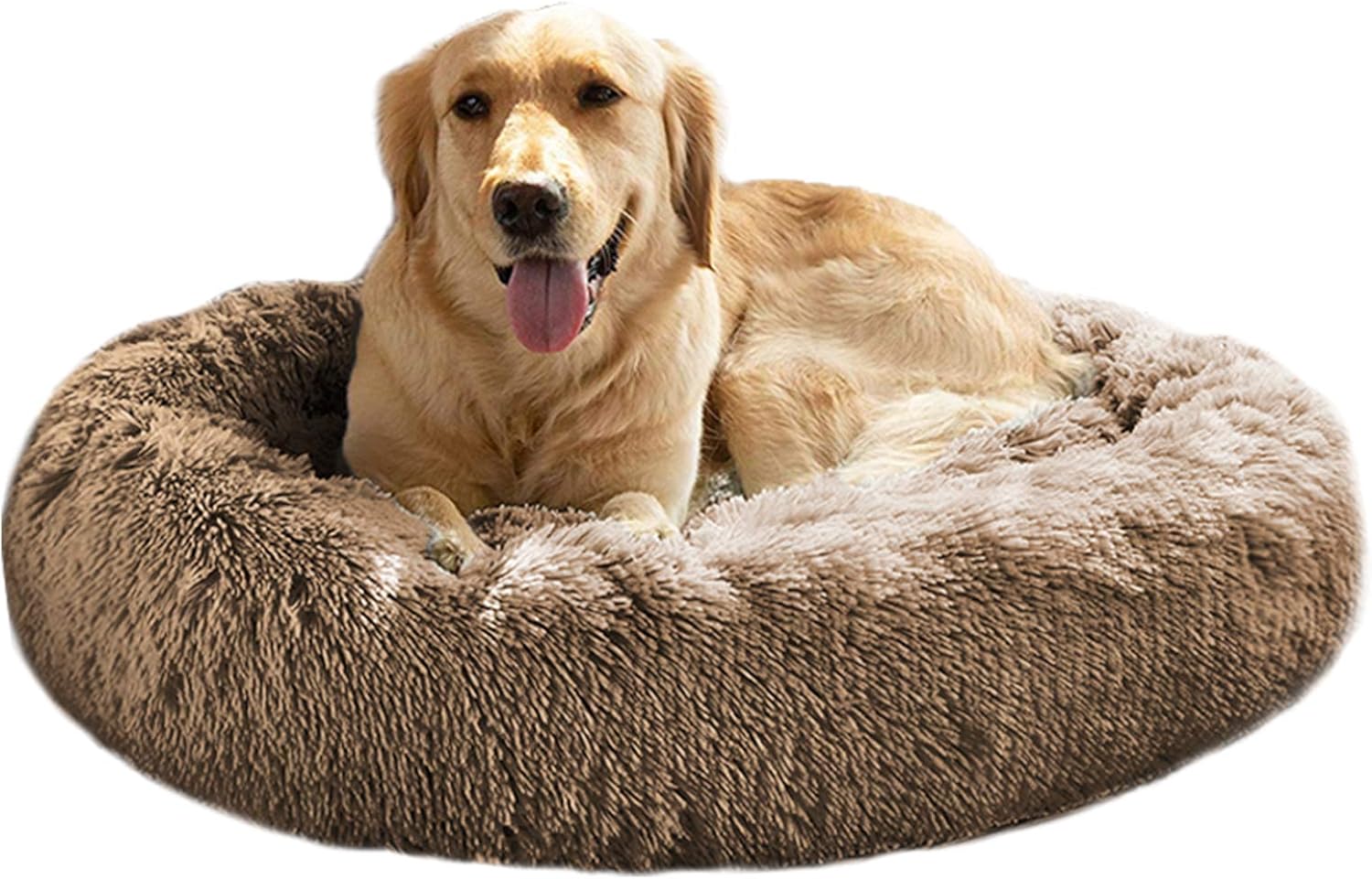 MFOX Calming Dog Bed (S/M/L/XL) for Medium and Large Dogs Comfortable Pet Bed Faux Fur Donut Cuddler Up to 15/30/50/90lbs