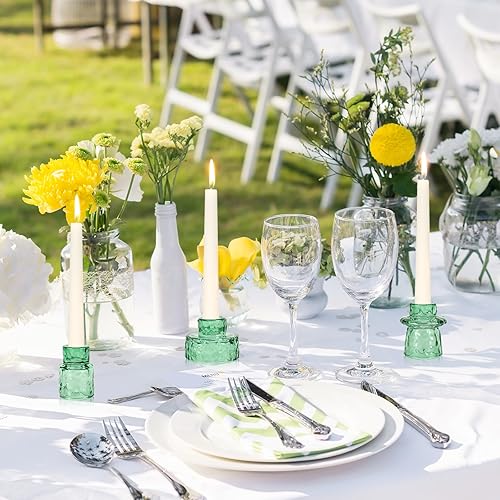 Miniatura 4 de Juego de 3 portavelas de vidrio de doble cara, portavelas cónicos reversibles vintage y candelita para centros de mesa de boda, cena, otoño,